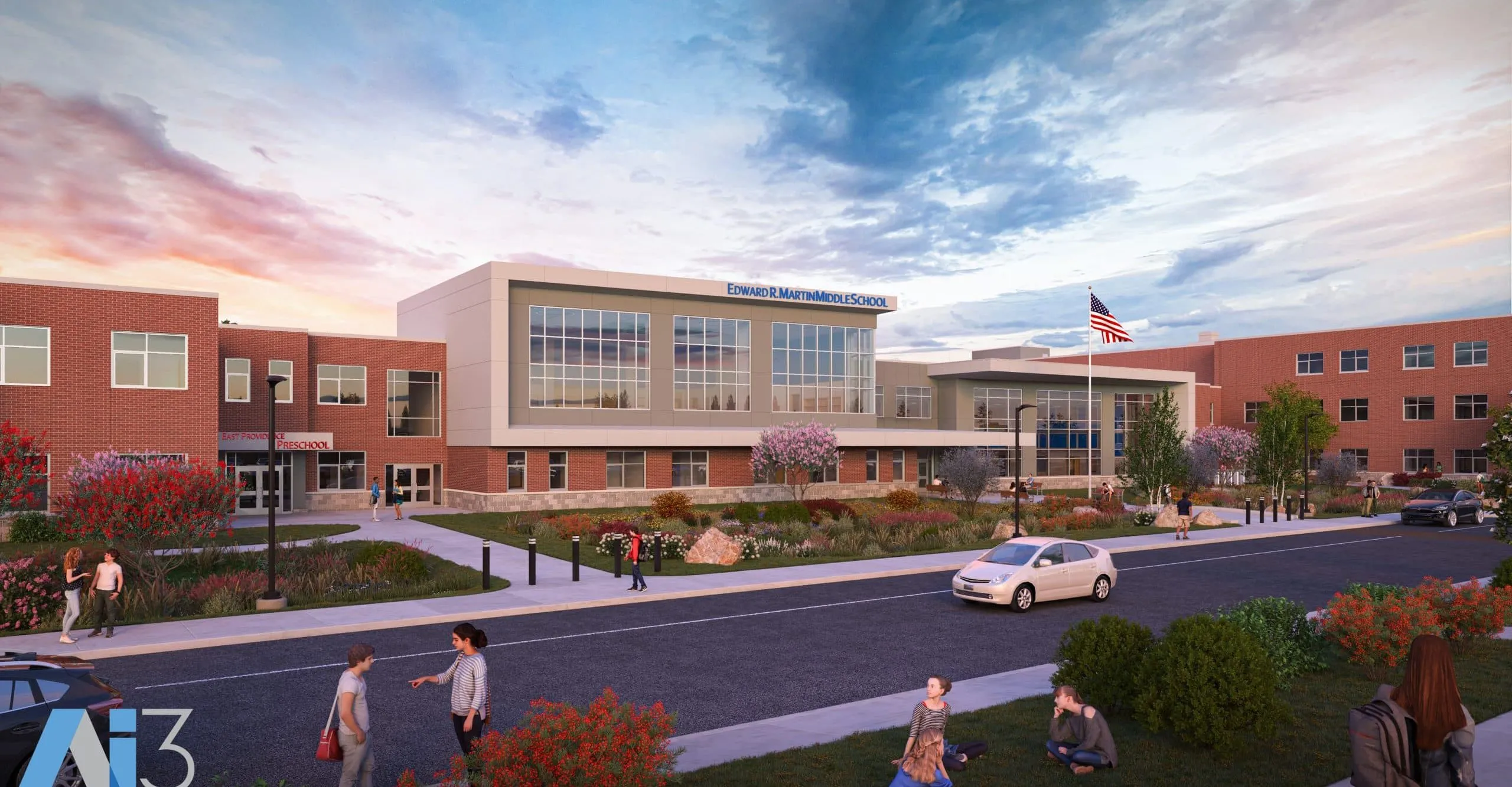 Rendering of outdoors middle school