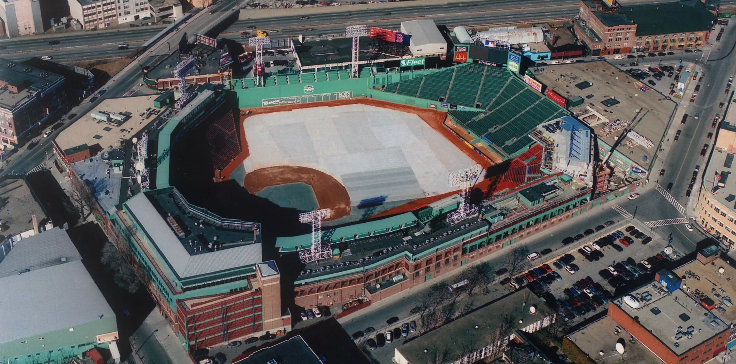 Aerial view of baseball stadium