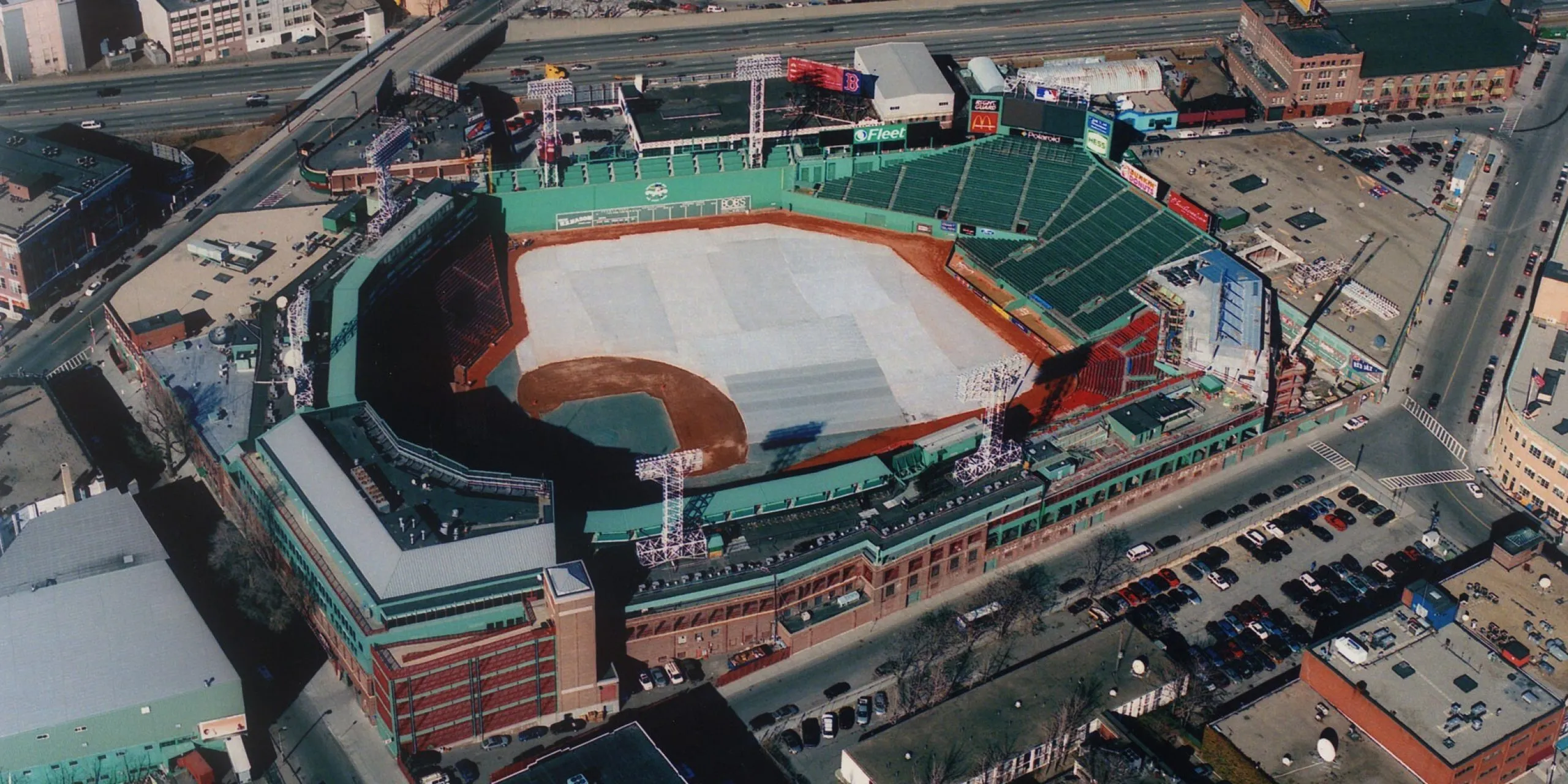 Aerial view of baseball stadium