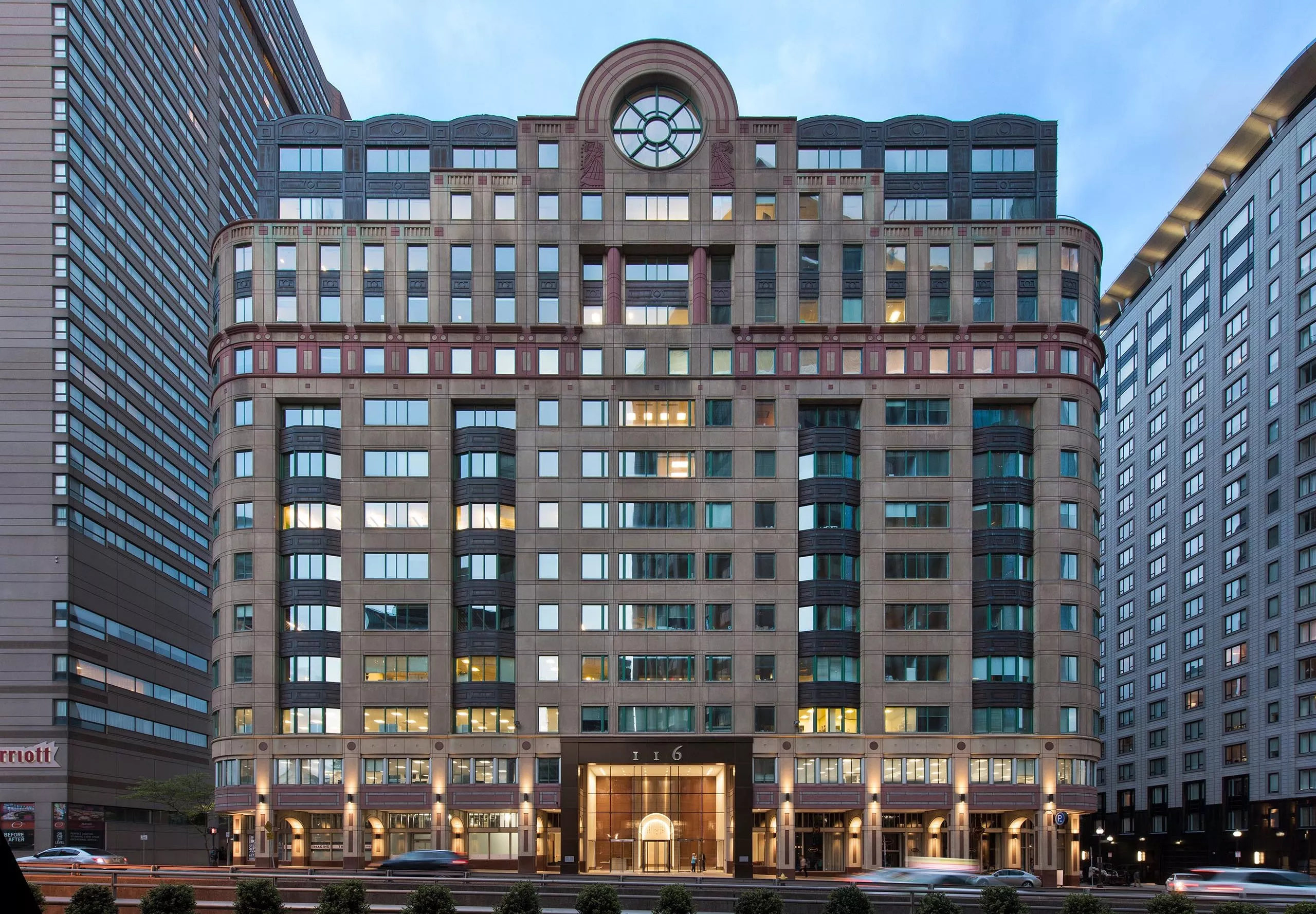 Historic exterior and of multistory office building, 116 Huntington Avenue