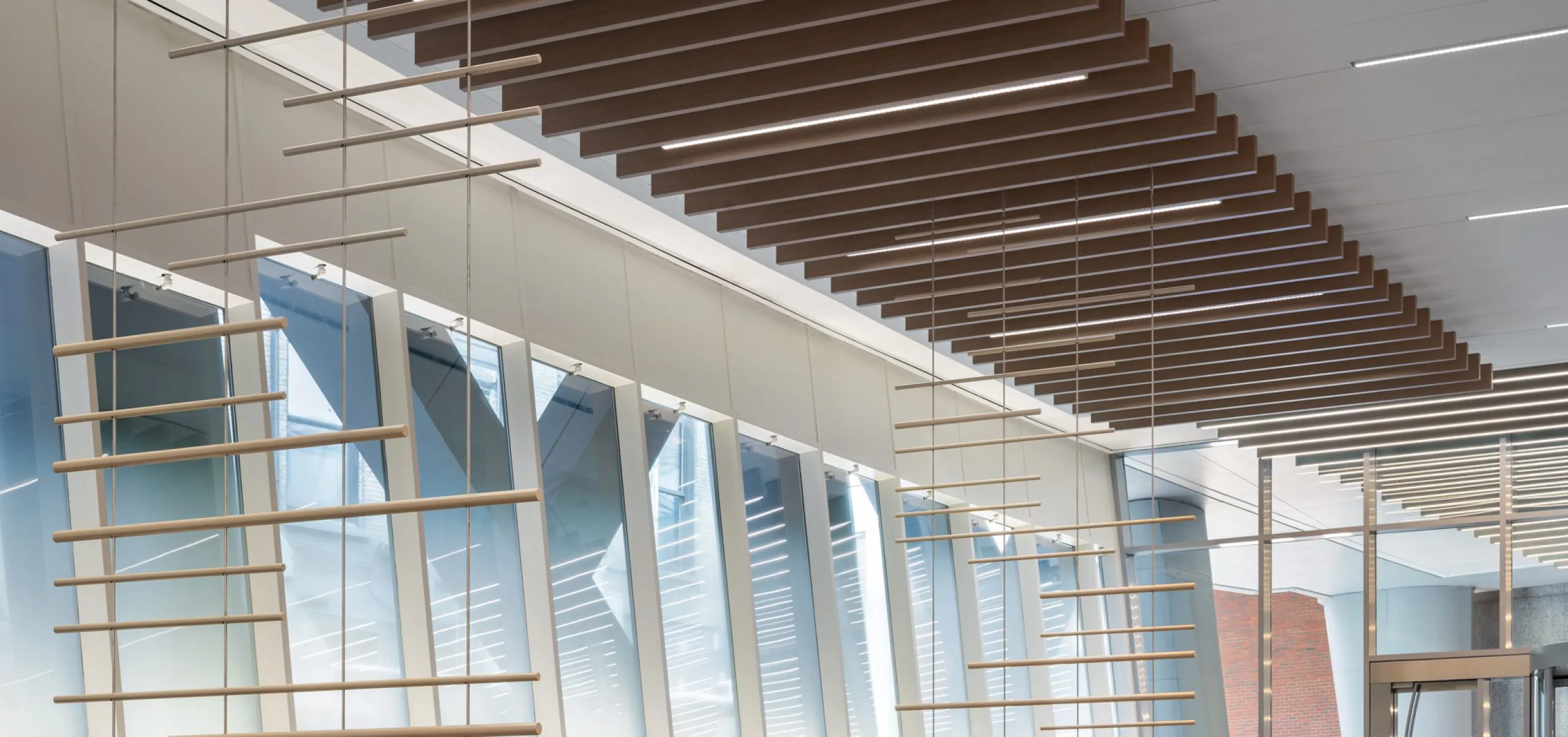 Couches and chairs in seating area in office building