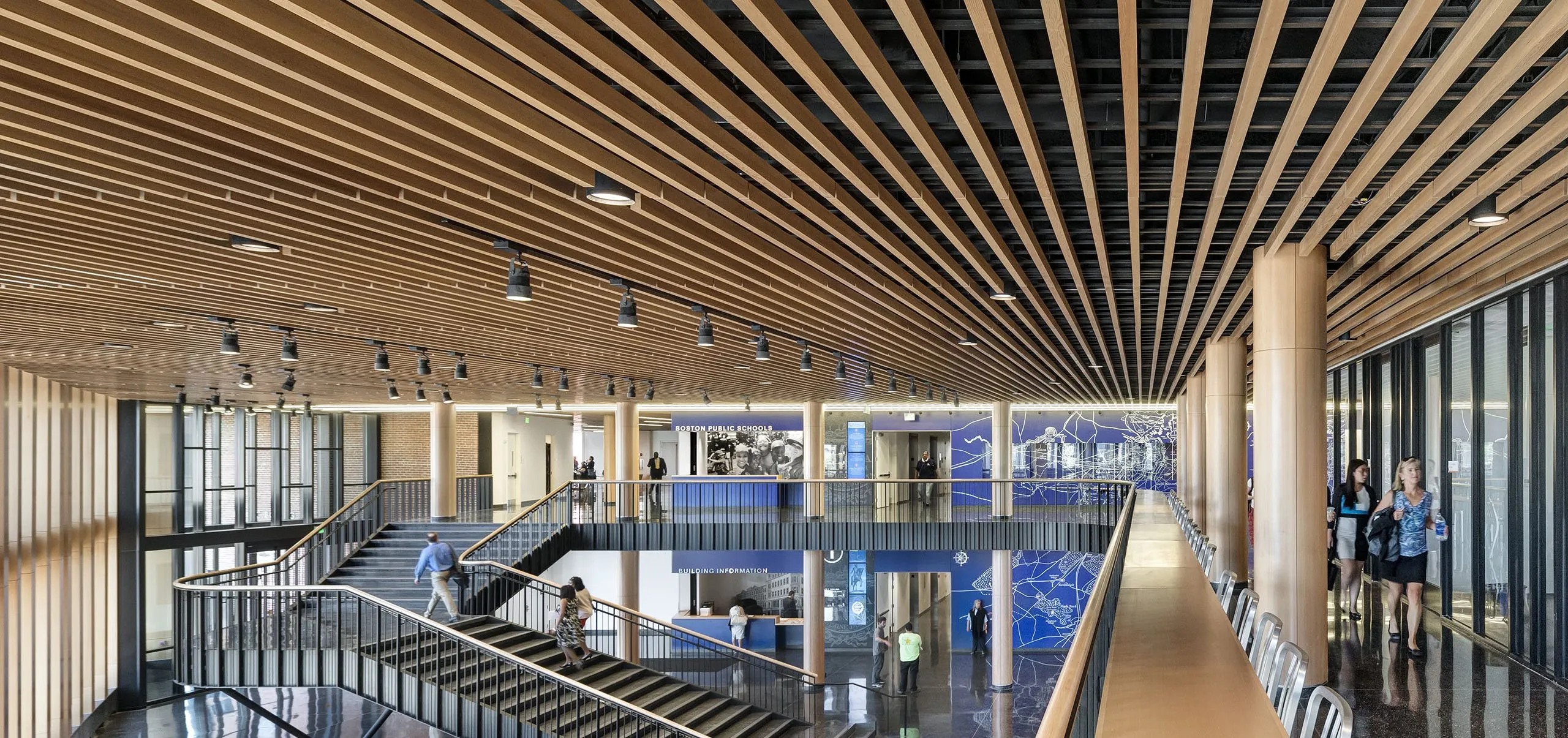 People walking in large, two story, main entryway