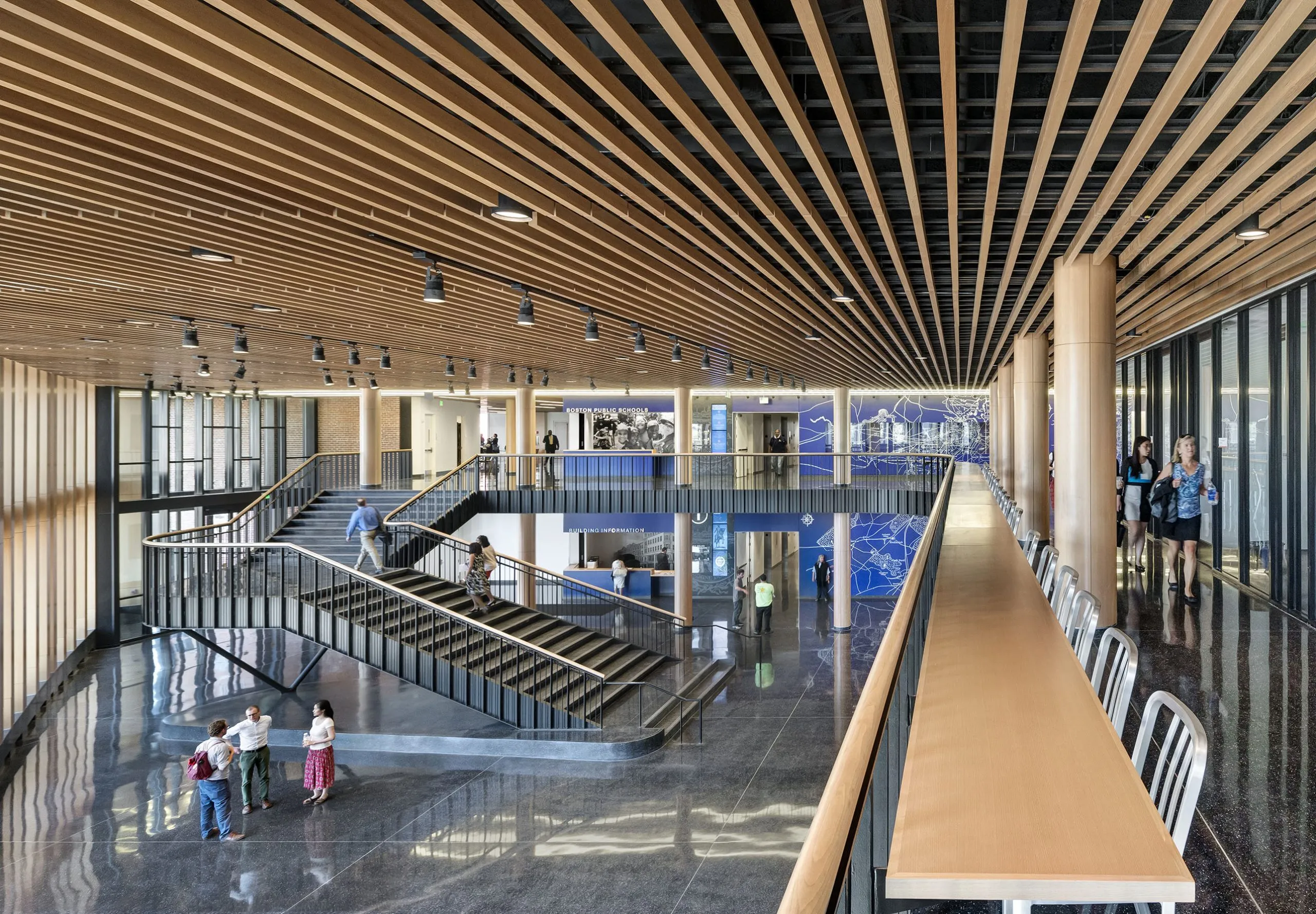 People walking in large, two story, main entryway