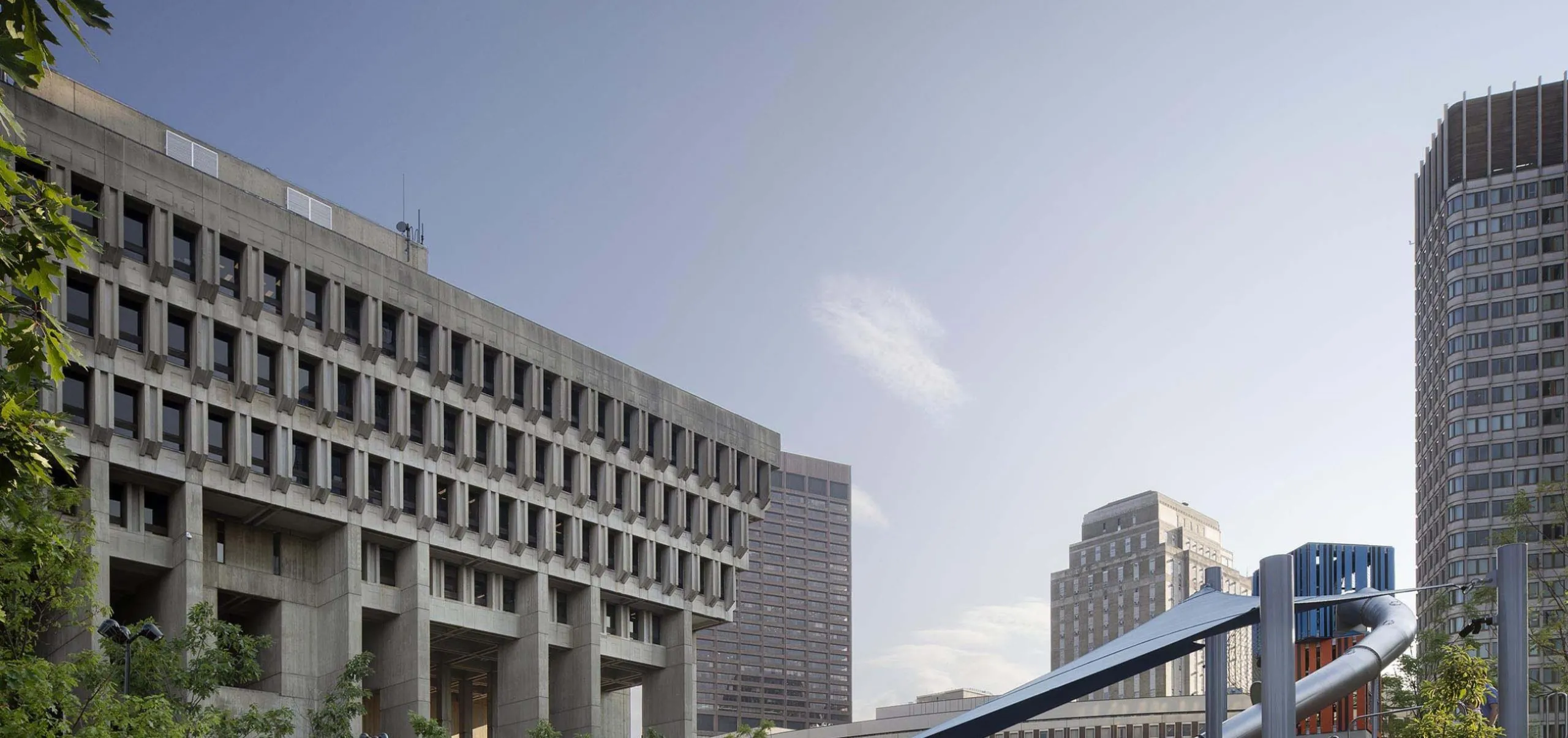 Outdoor playground and garden outside of Boston City Hall