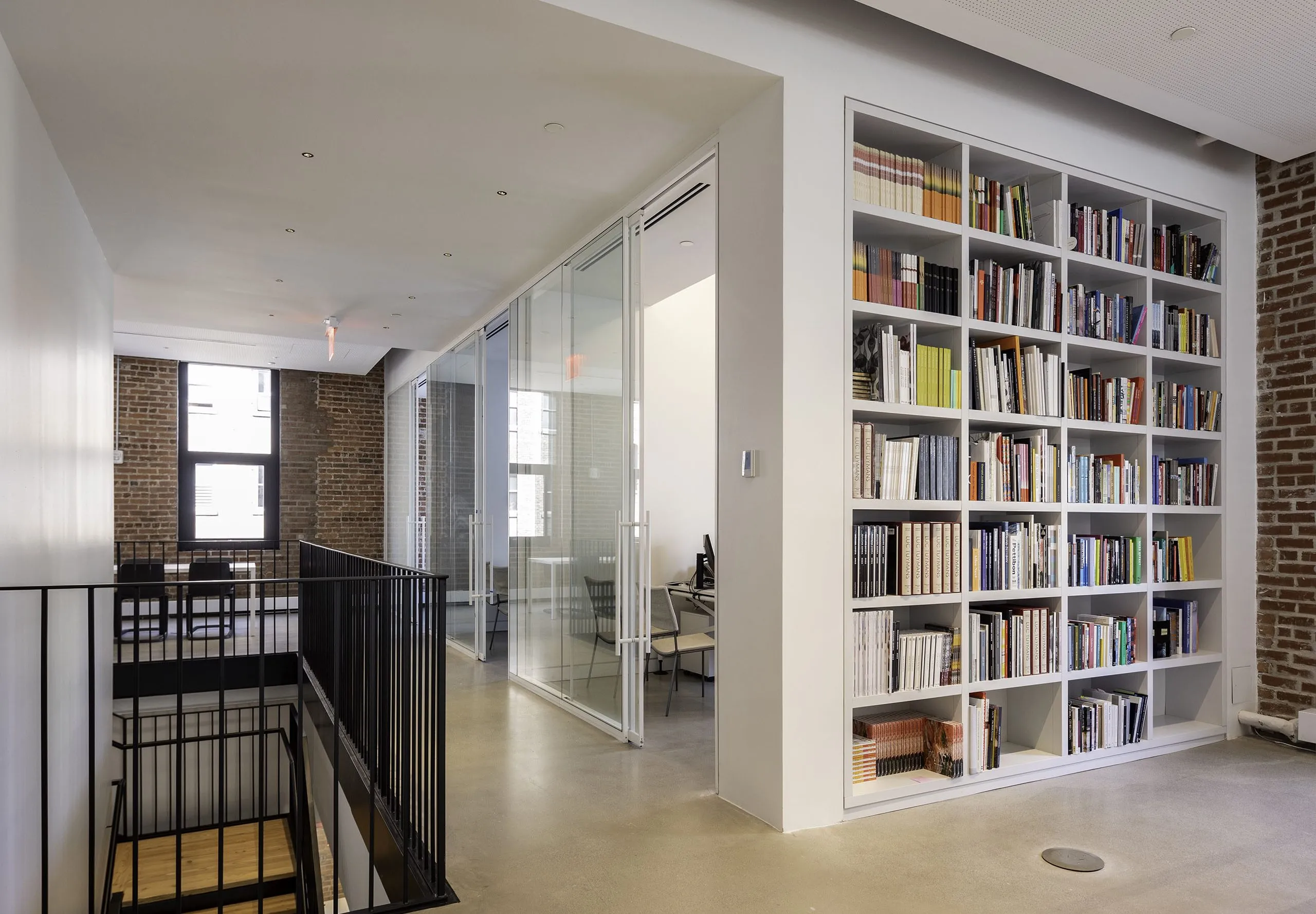 Individual offices and bookshelves