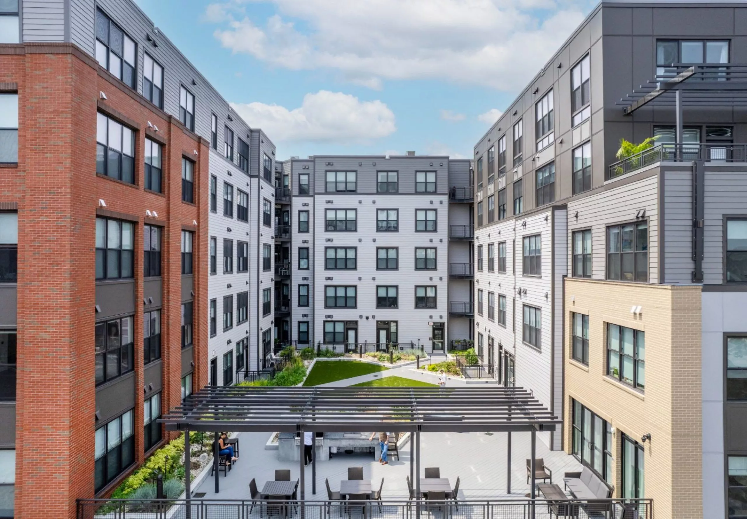 Aerial shot of courtyard at apartment complex Emblem 125