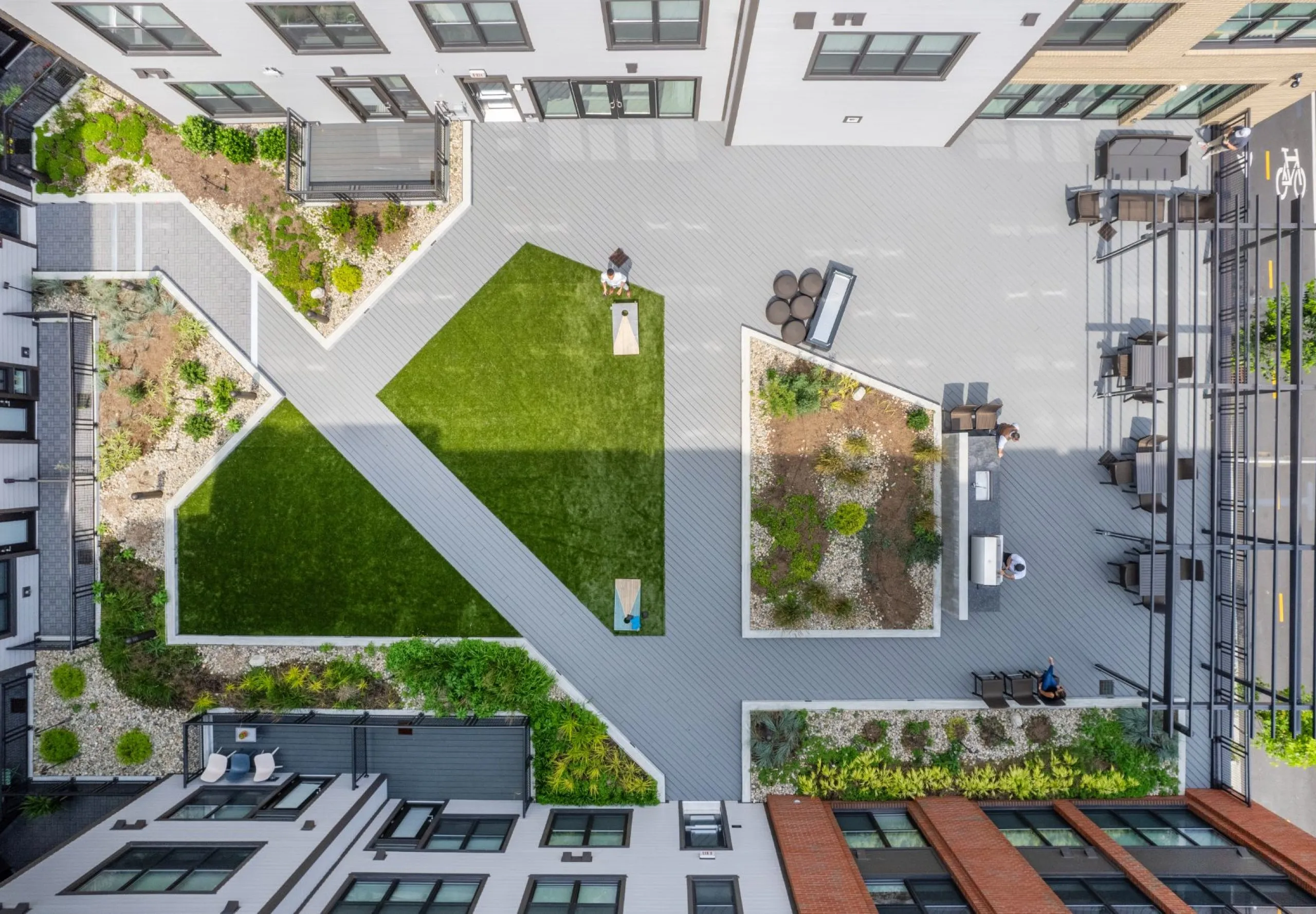 Top-down view of courtyard at Emblem 125