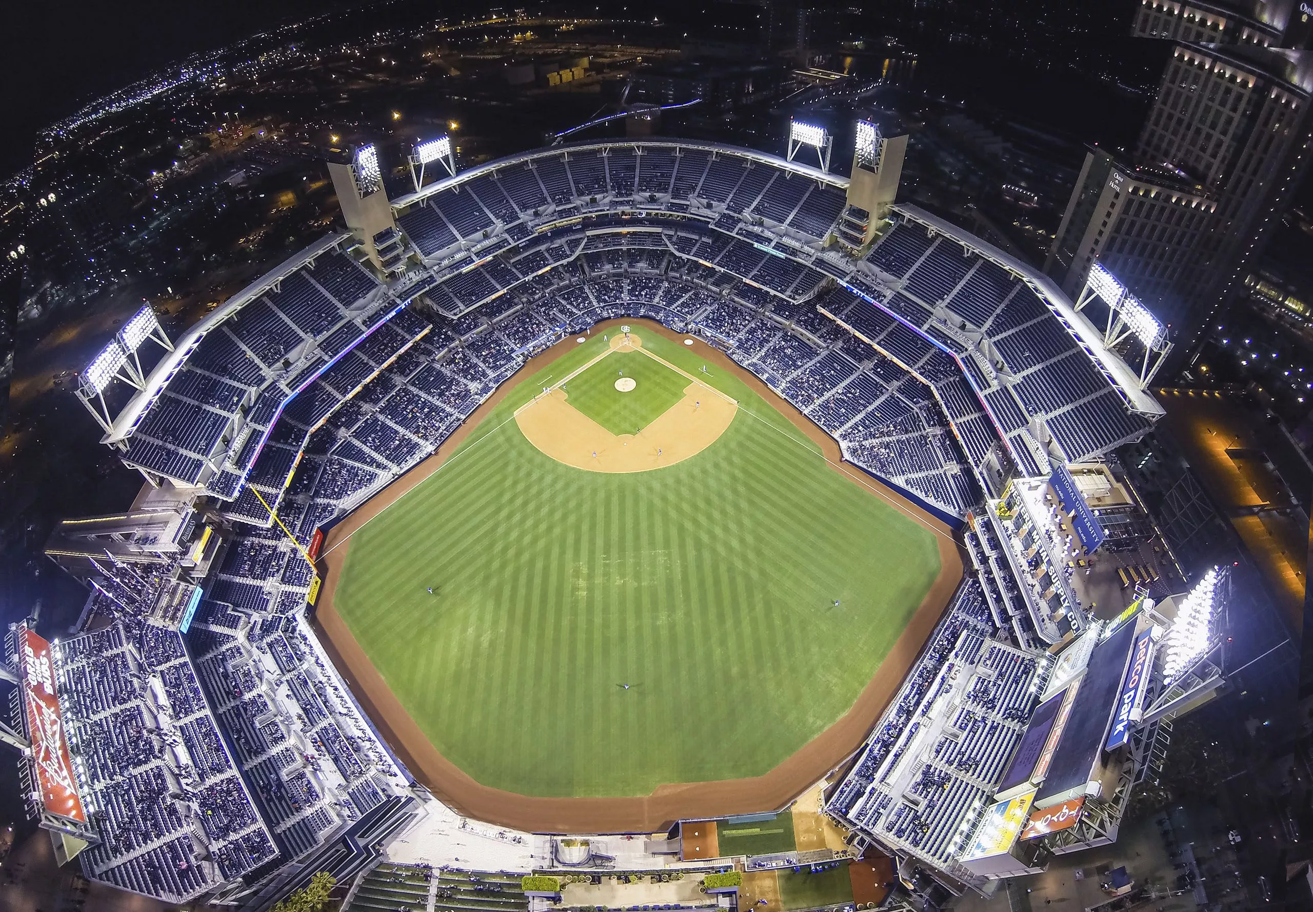 Aerial view of Petco Park baseball stadium