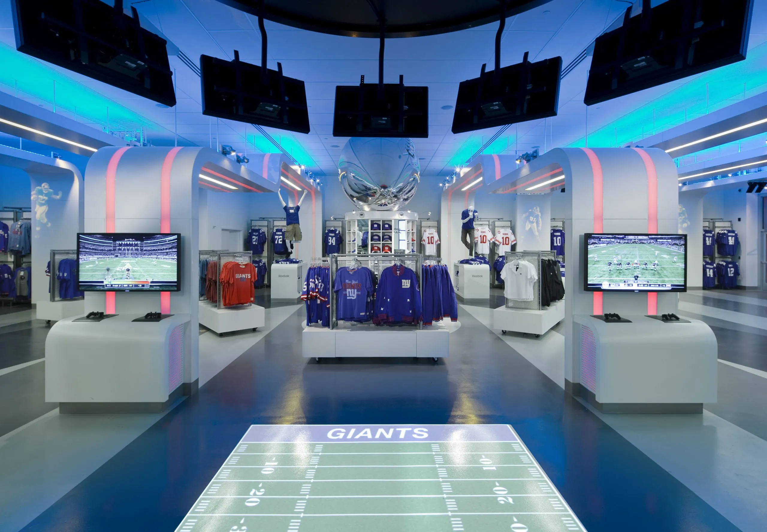 Merchandise stands at MetLife Stadium Giants Interactive focal