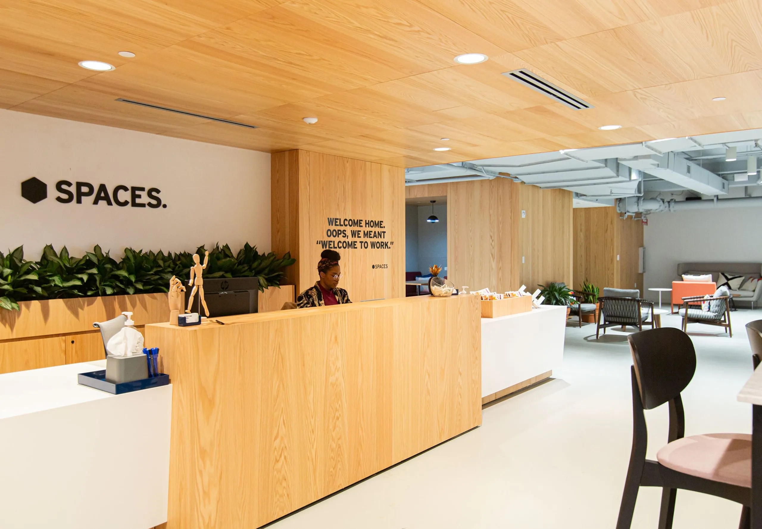 Front desk and seating areas at Regus Penn Plaza