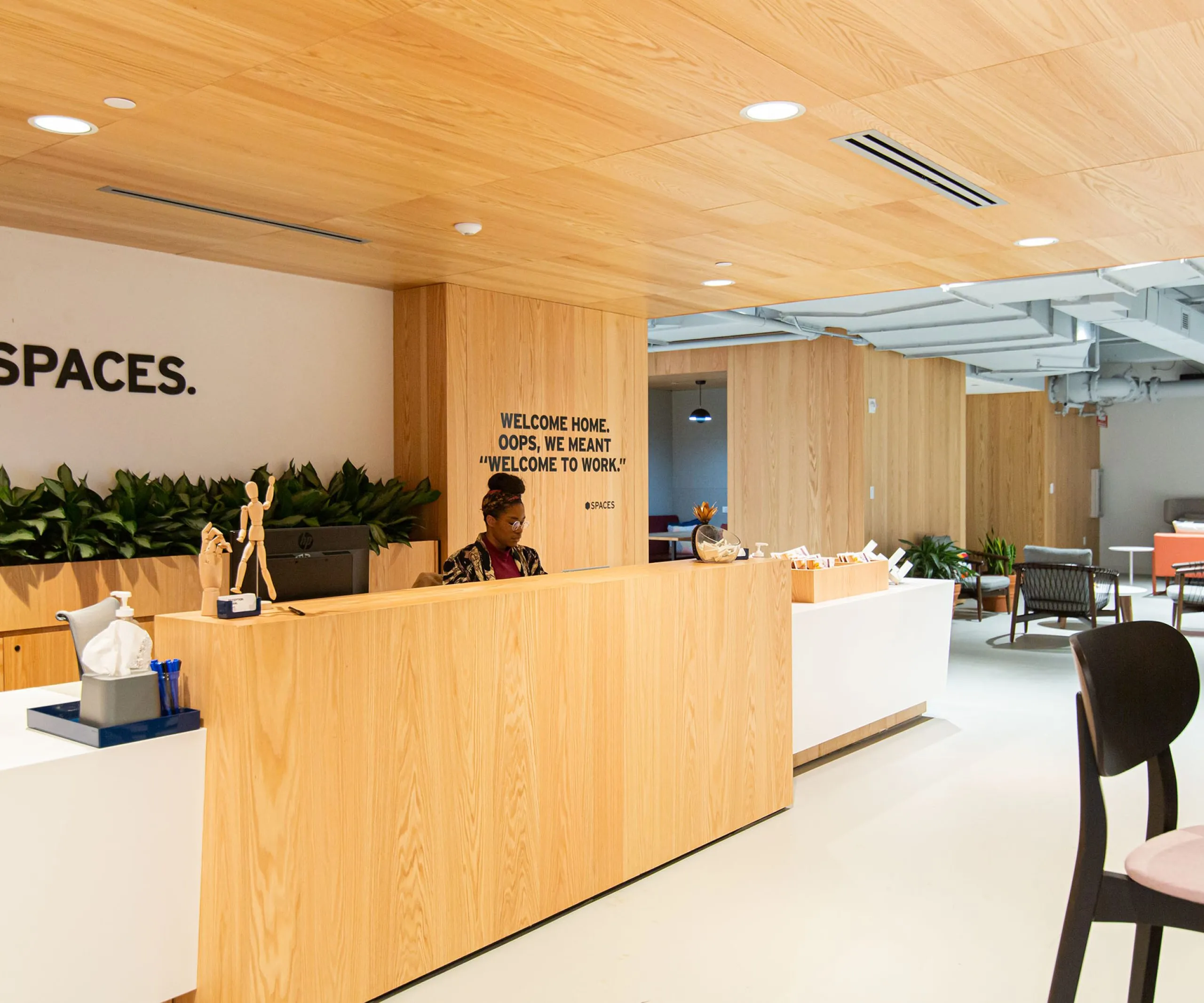 Front desk and seating areas at Regus Penn Plaza