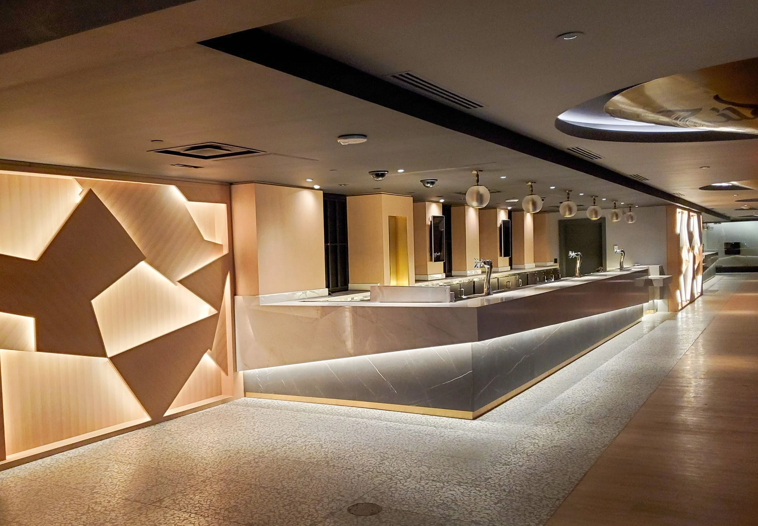 Lighted bar in the Theater at Virgin Hotels Las Vegas