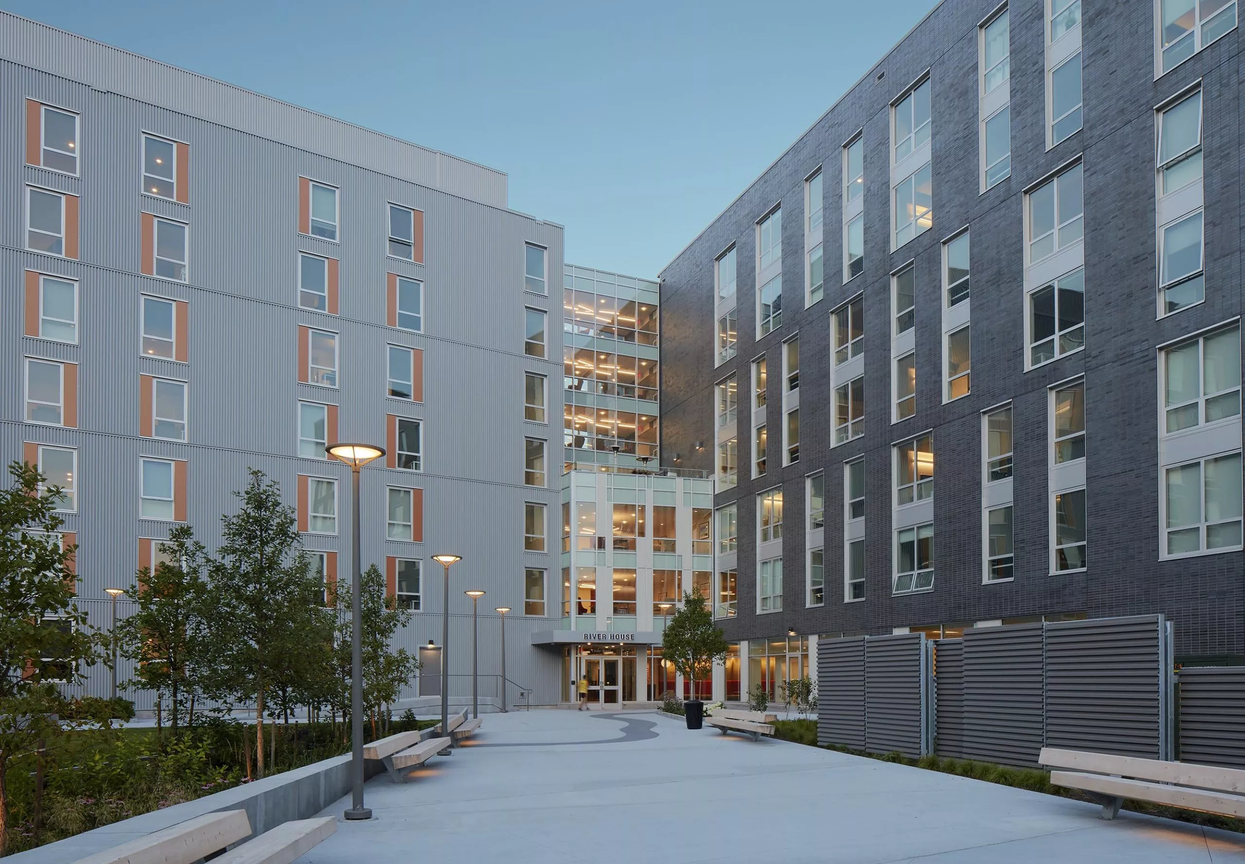 Exterior walkway at Wexford Science + Technology River House