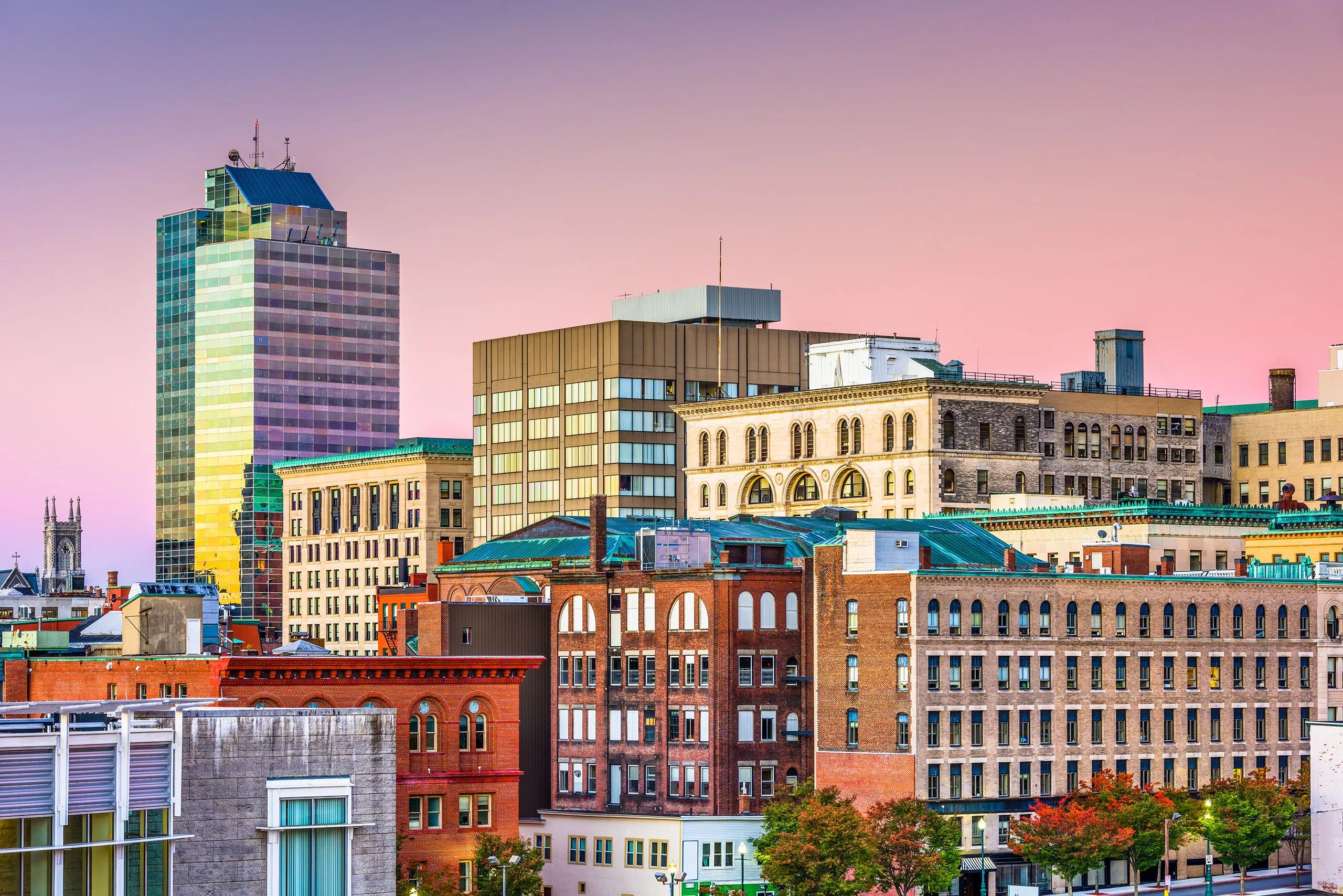 Downtown skyline of Worcester Massachusetts