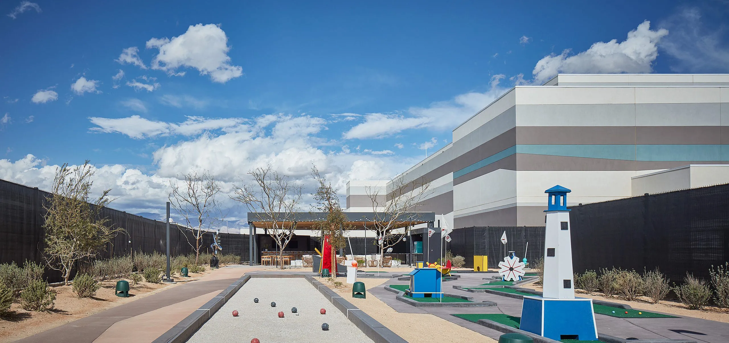 Outdoor mini golf and Bocce Ball at Acrisure Arena