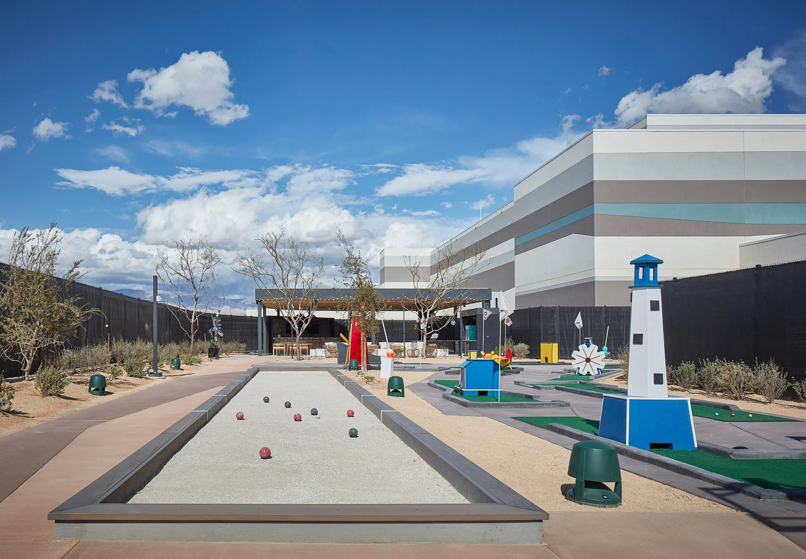 Outdoor mini golf and Bocce Ball at Acrisure Arena