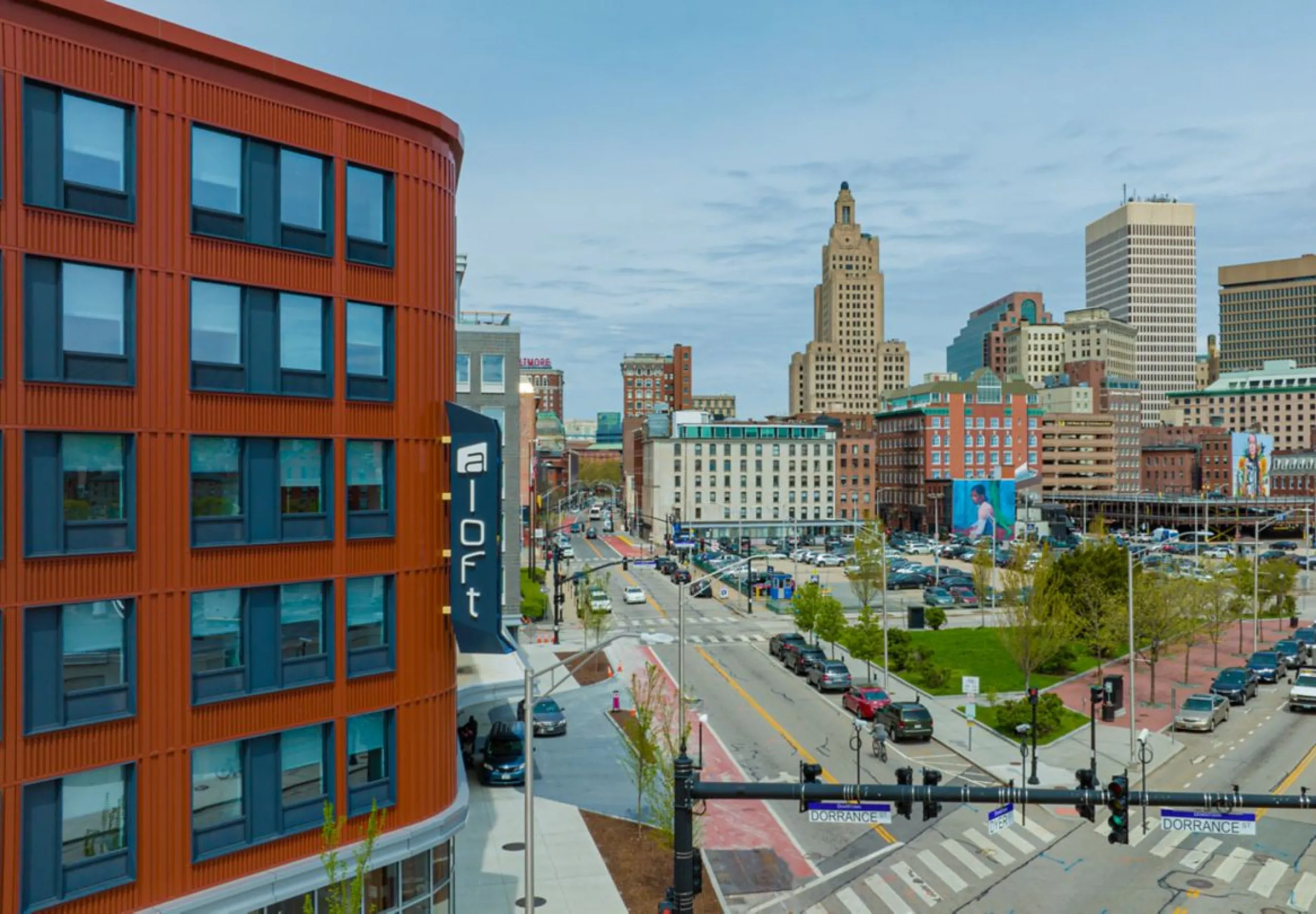 Exterior view of the Aloft Providence Downtown during the day