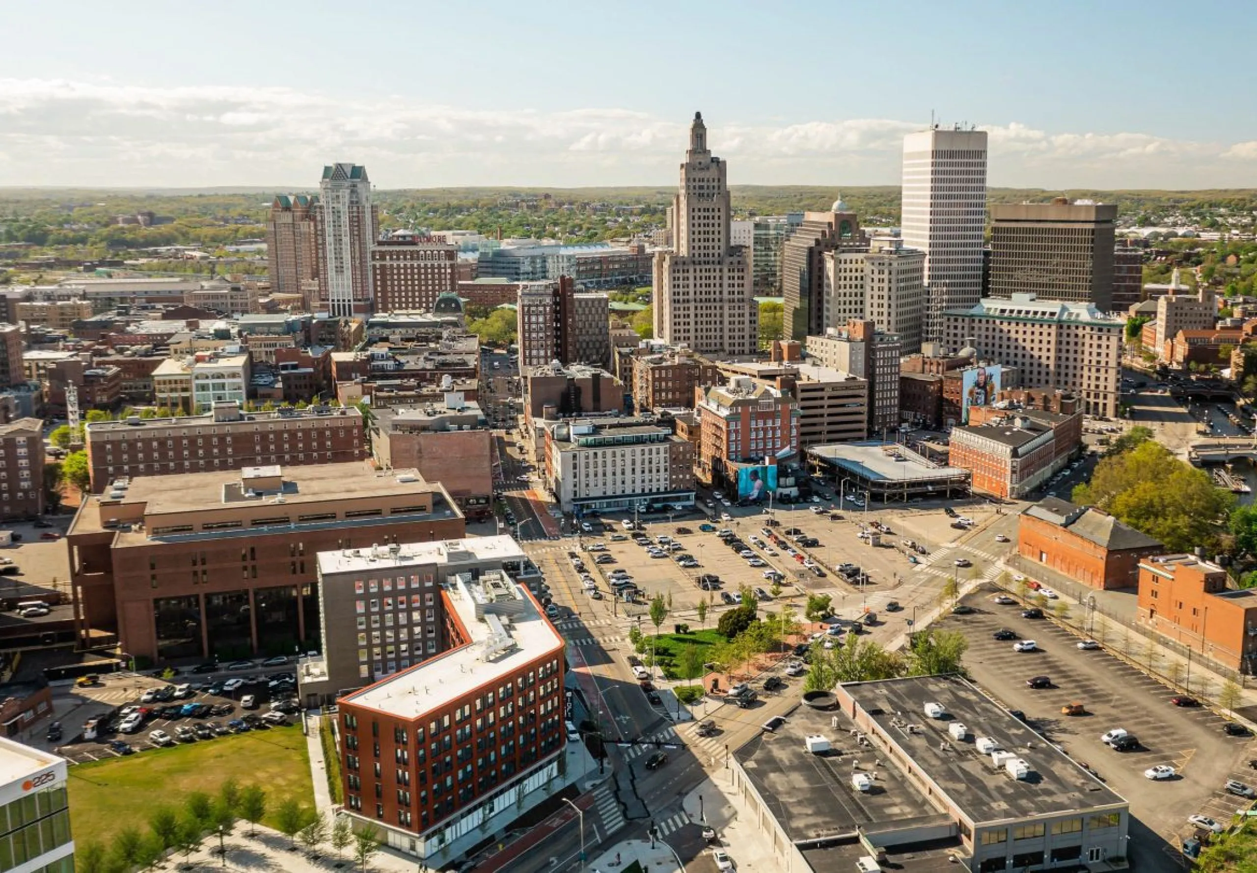 Aerial view of the Aloft Providence Downtown