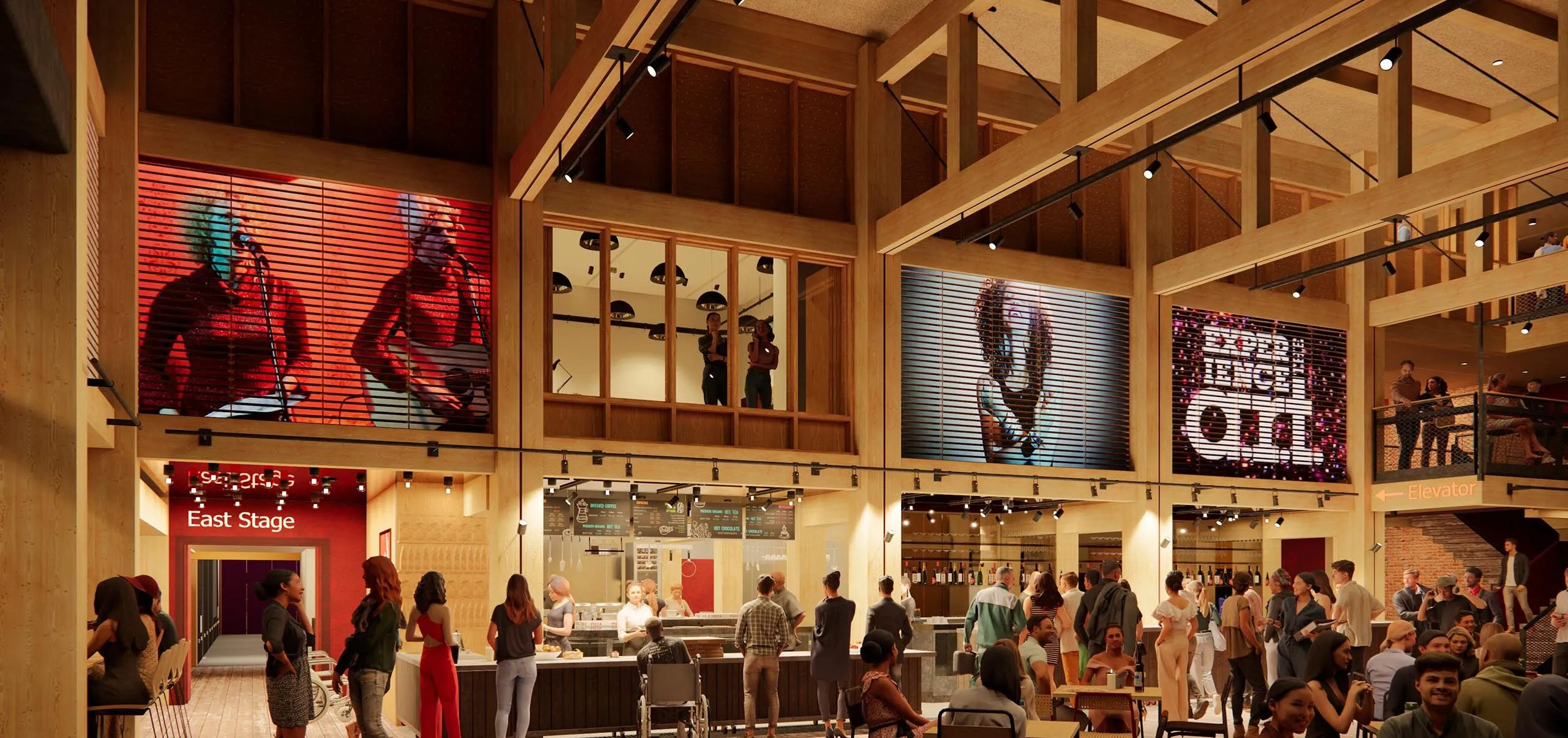 interior rendering of the American Repertory Theatre bar area