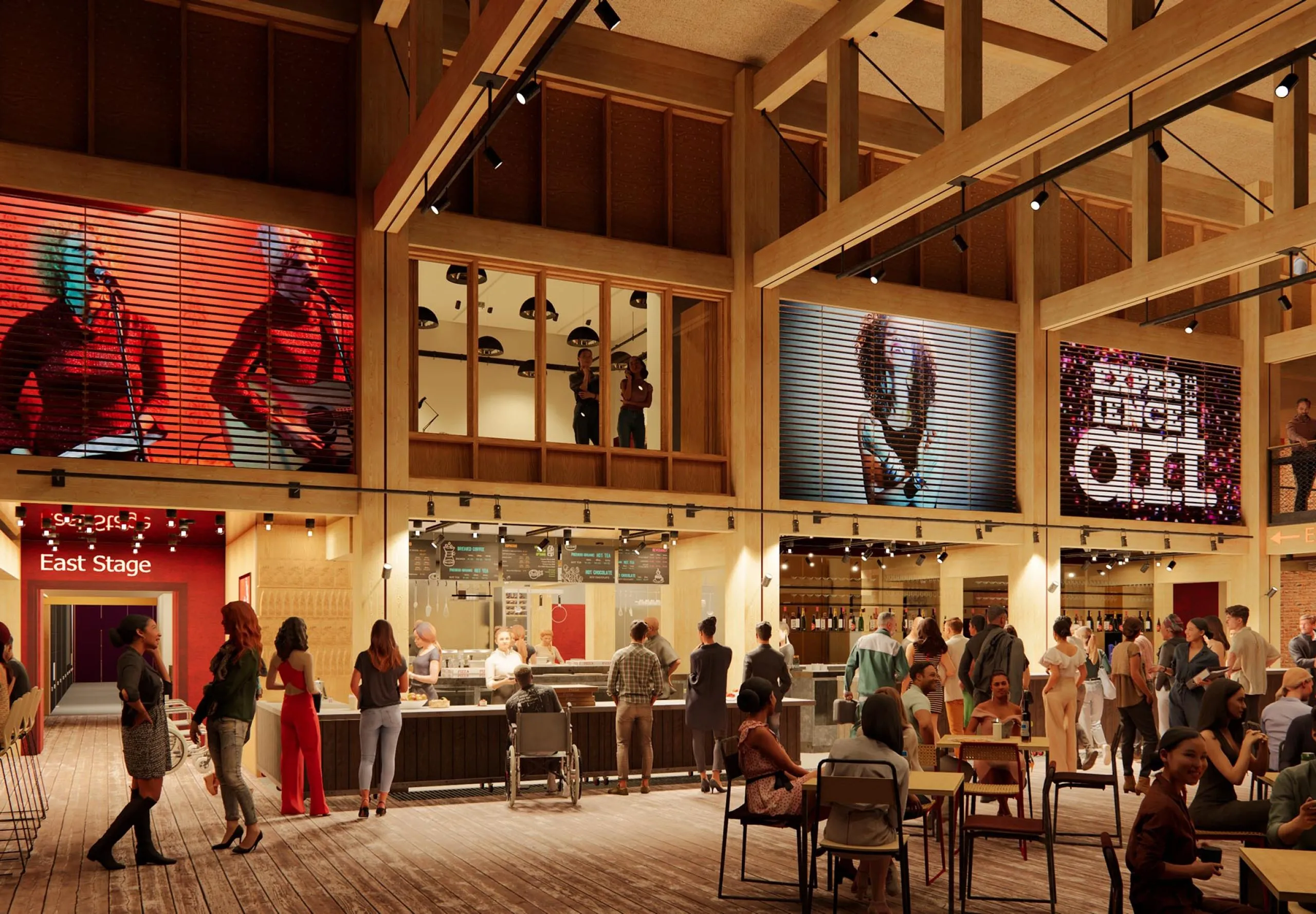 interior rendering of the American Repertory Theatre bar area