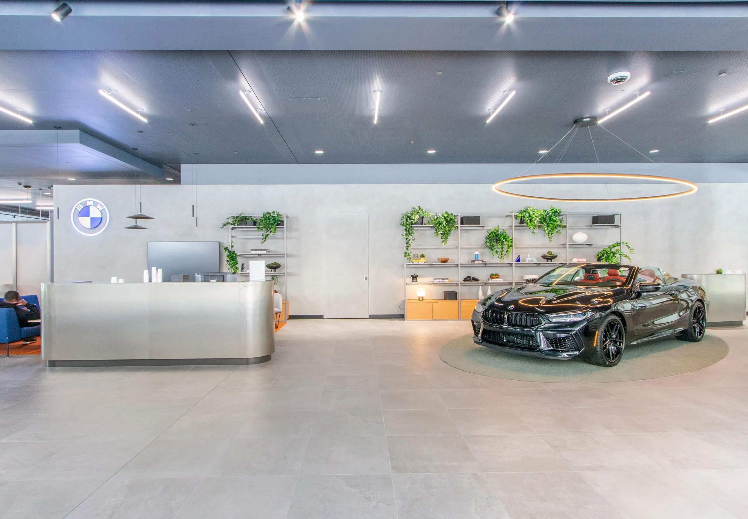 Interior view of customer waiting area at BMW of Manhattan