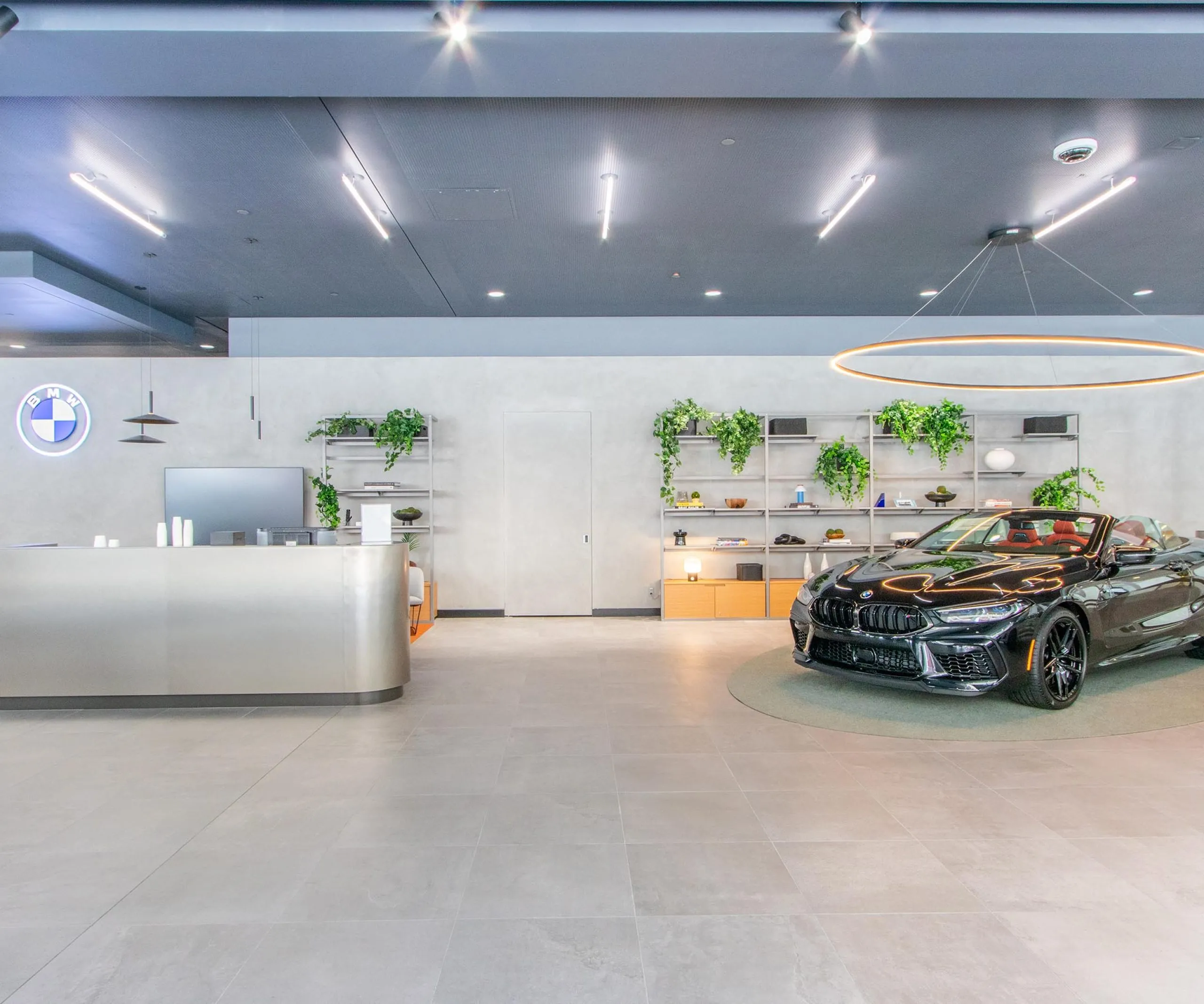 Interior view of customer waiting area at BMW of Manhattan