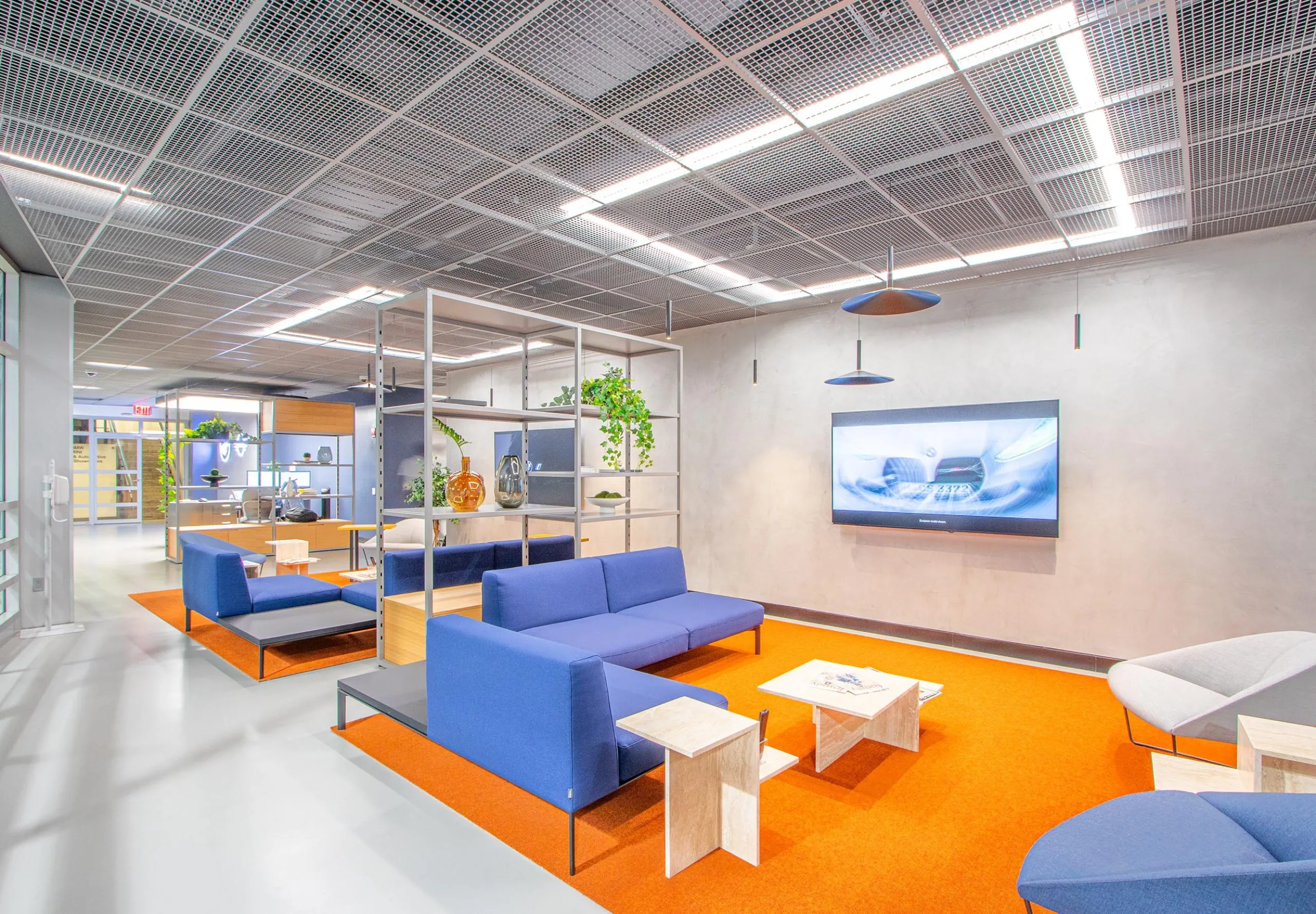 Interior view of customer waiting area at BMW of Manhattan