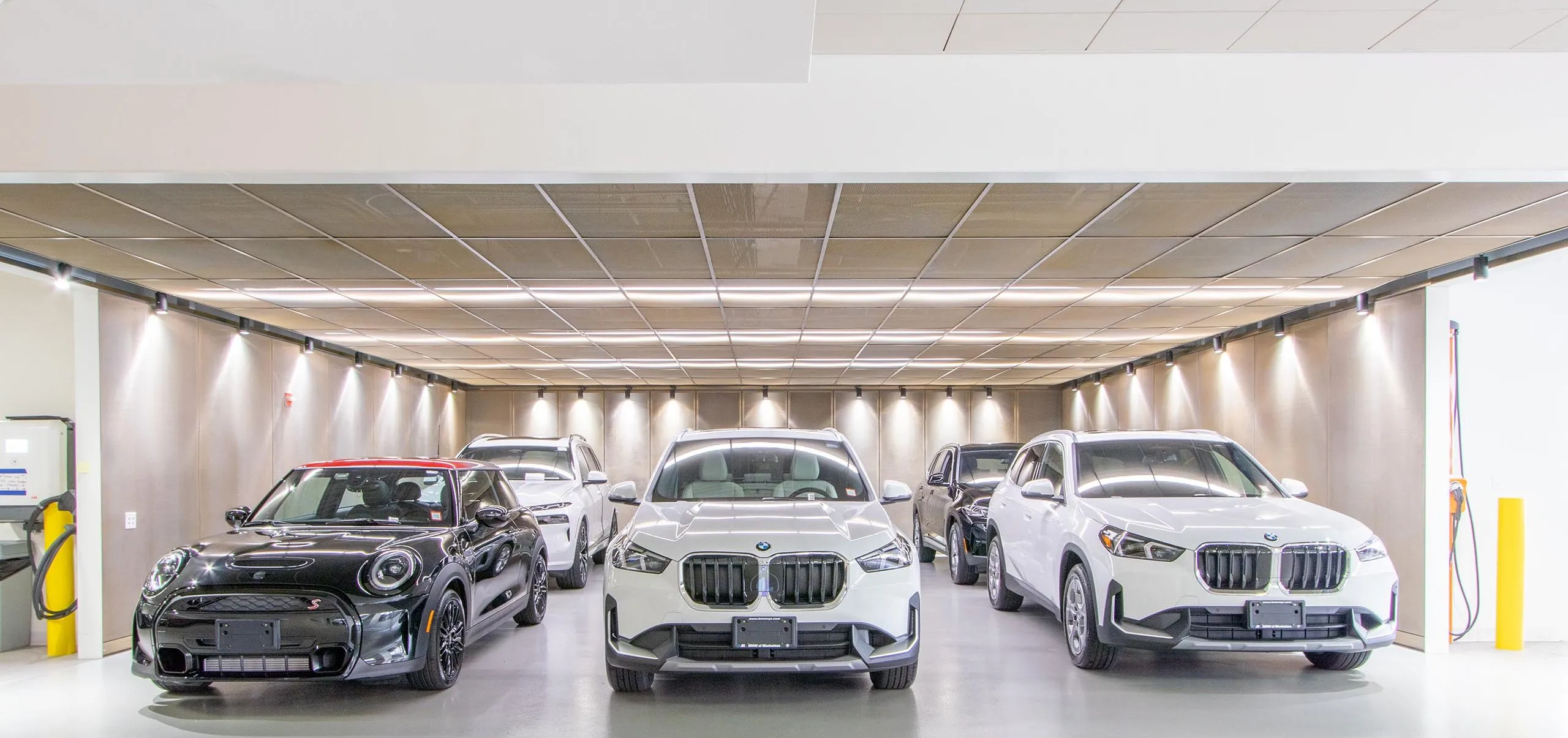 Interior view of the showroom with cars at BMW of Manhattan