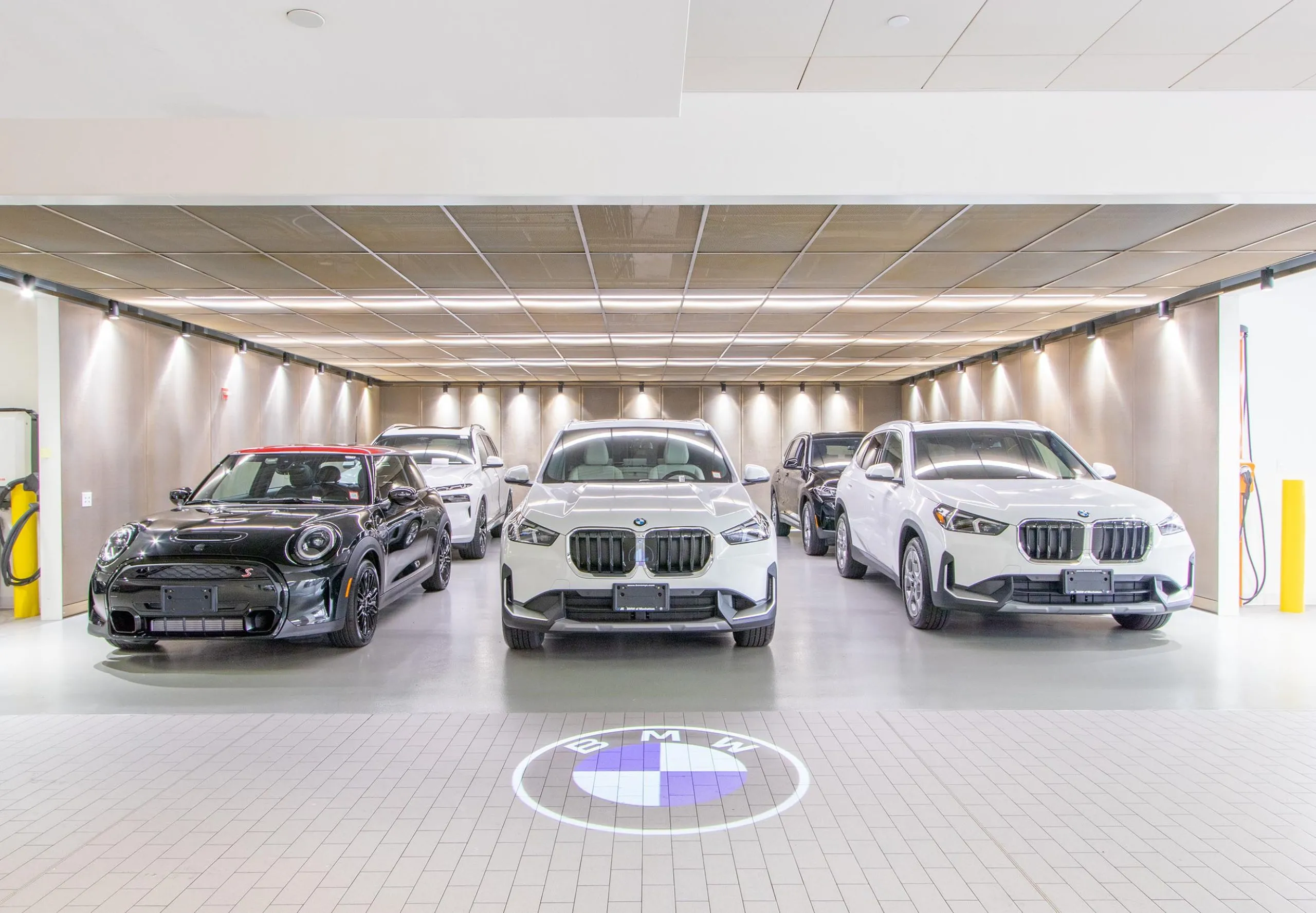 Interior view of the showroom with cars at BMW of Manhattan