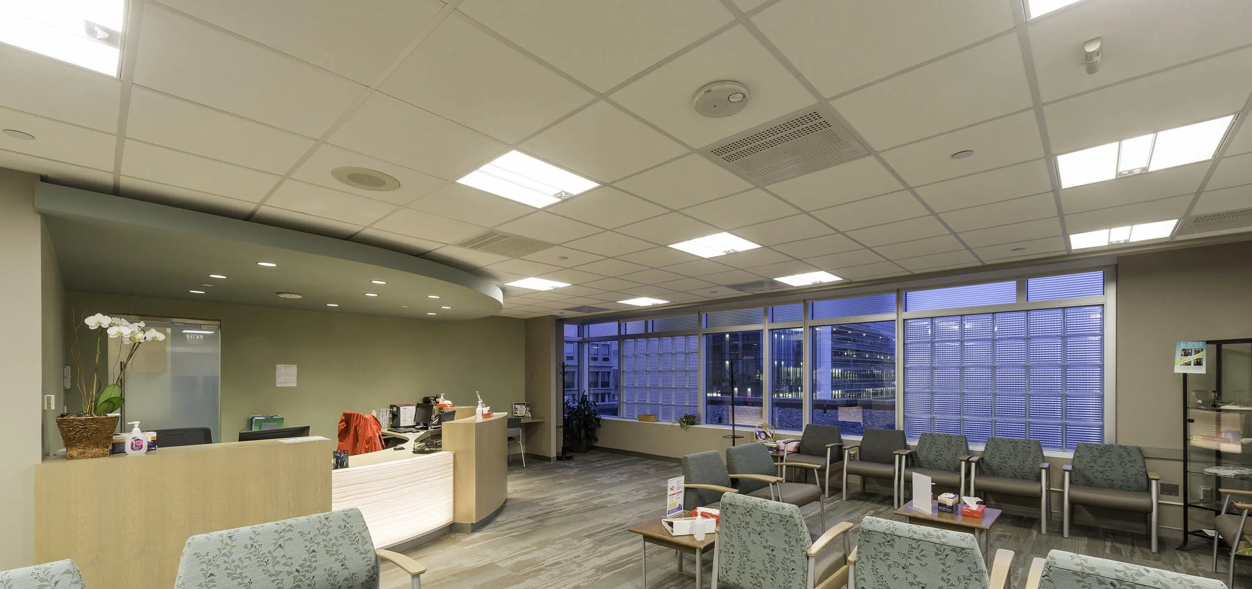 Interior view of the waiting room at Beth Israel Deaconess Medical Center