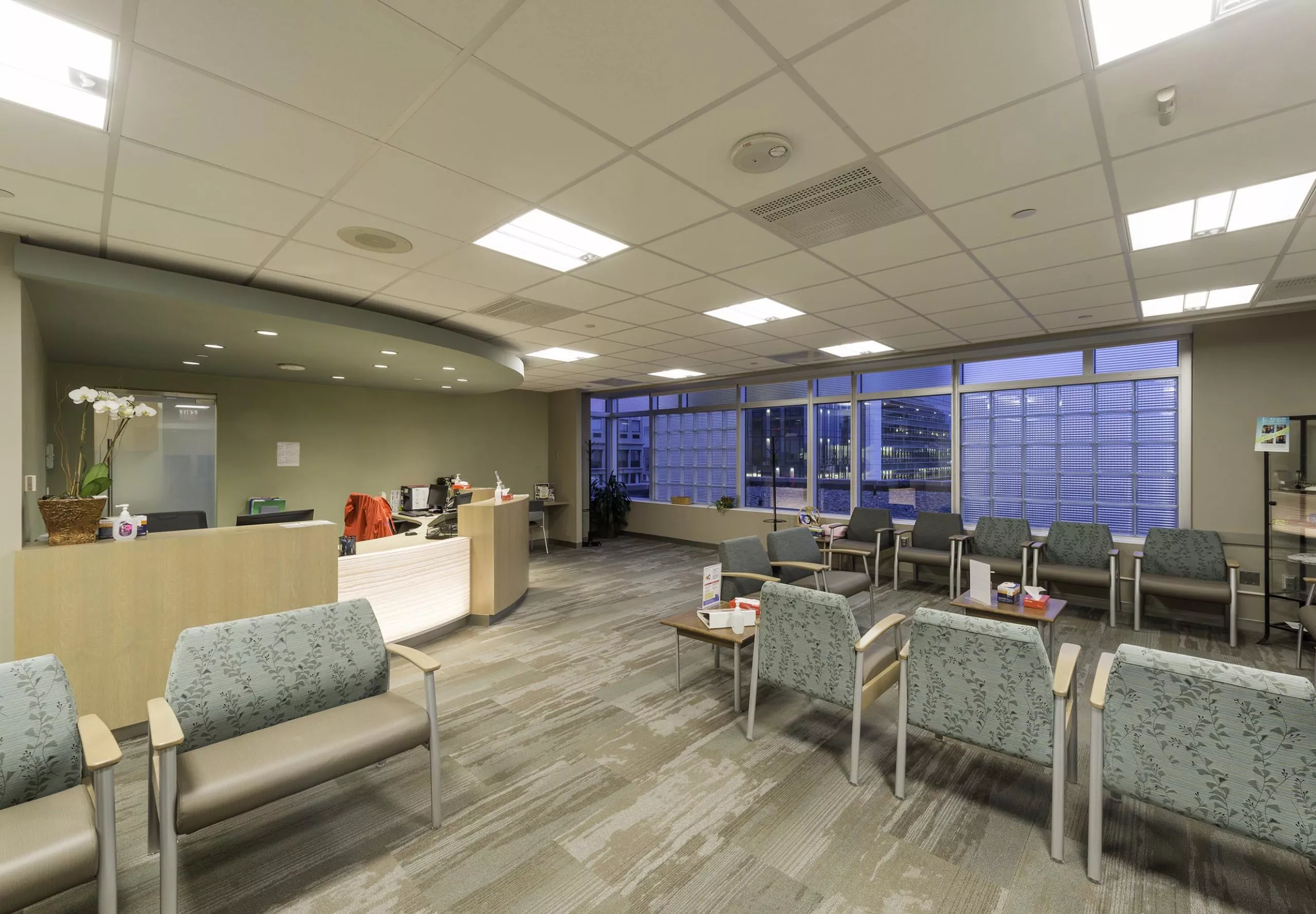 Interior view of the waiting room at Beth Israel Deaconess Medical Center