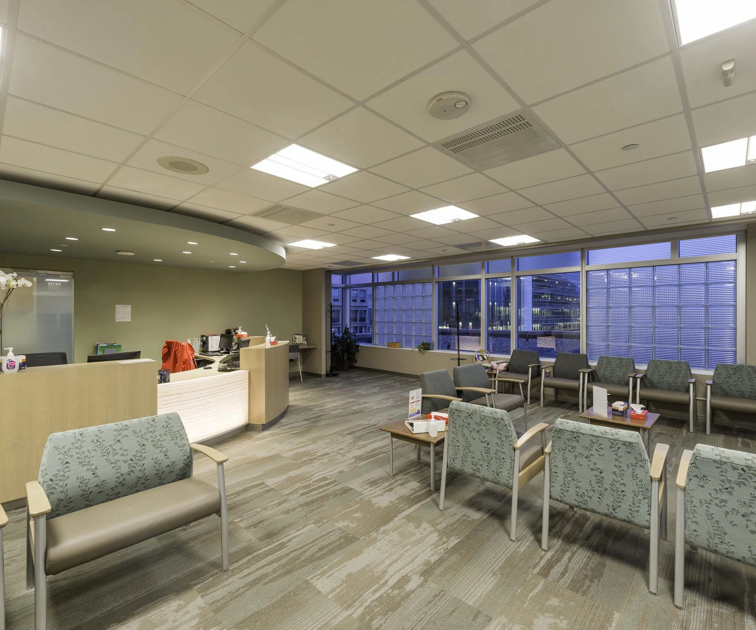 Interior view of the waiting room at Beth Israel Deaconess Medical Center