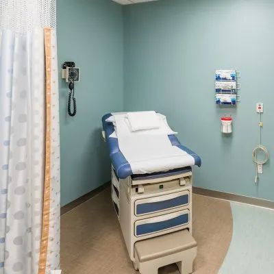 Interior view of an examine room at the Boston Medical Center