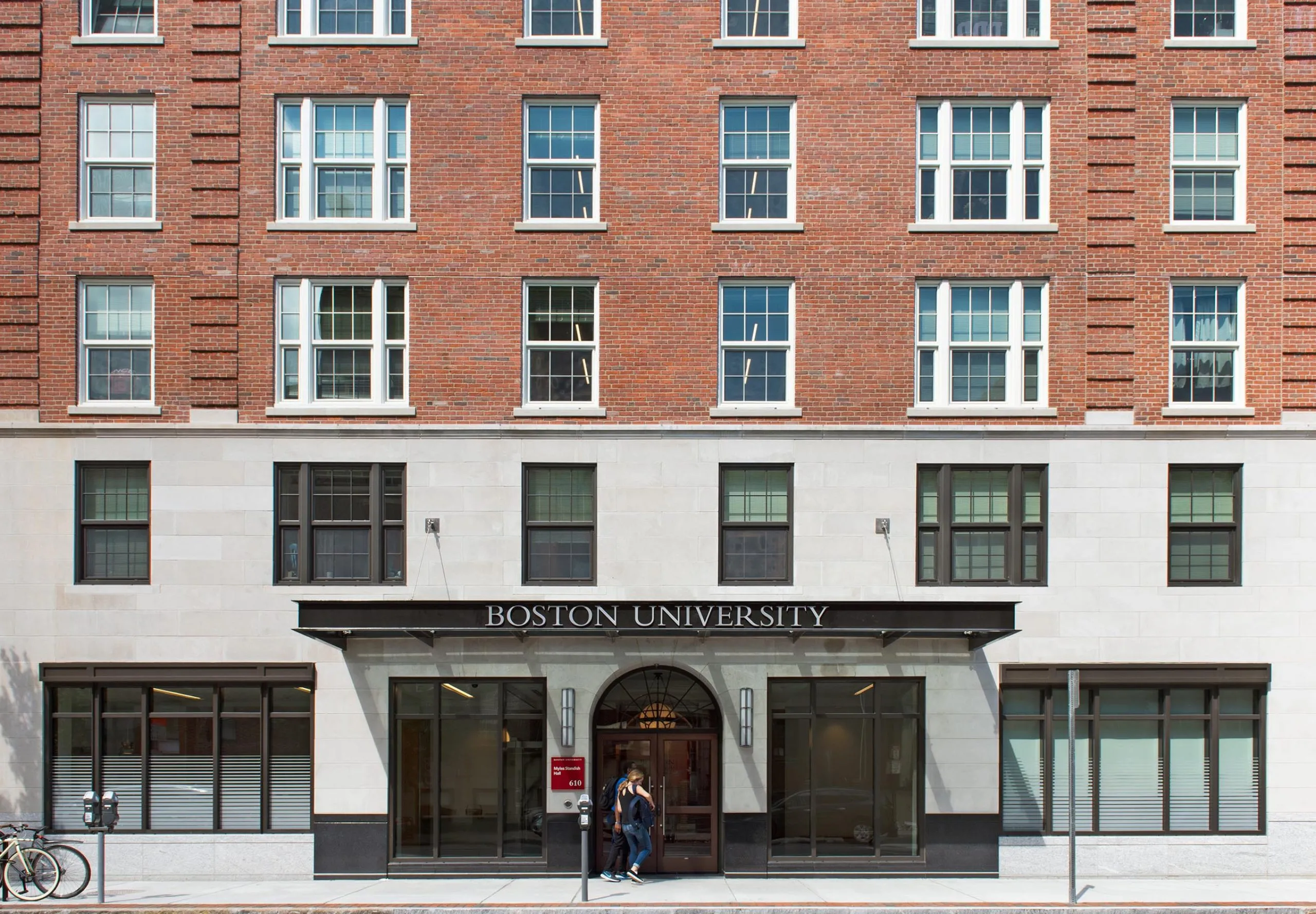 Exterior entrance to Boston University 610 Beacon Street Dorms