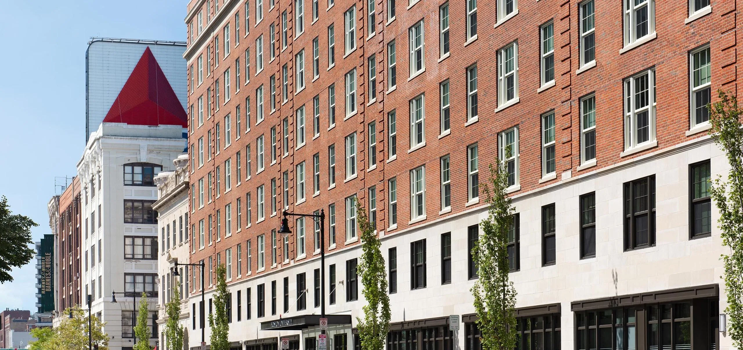 Street view and roads of Boston University 610 Beacon Street Dorms