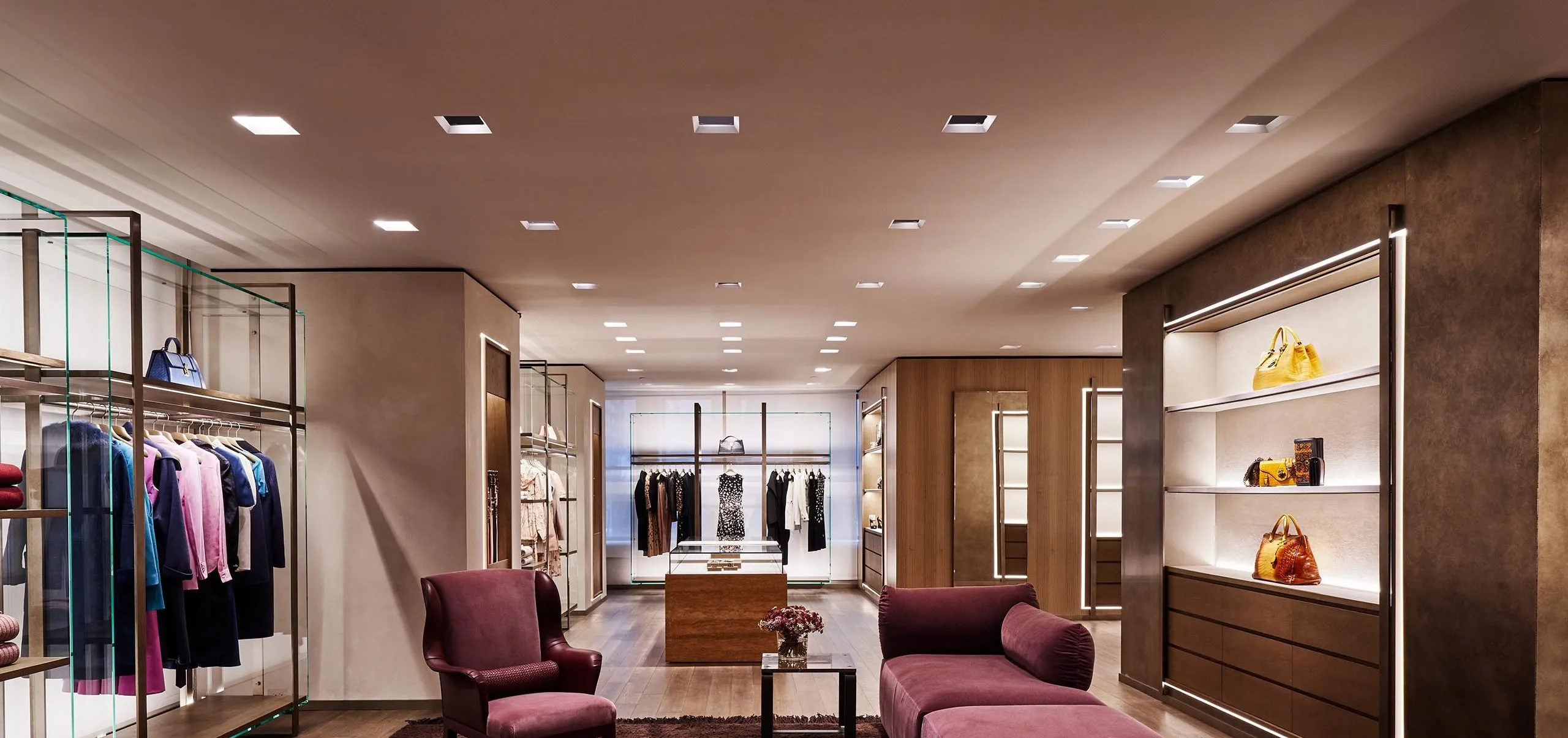 Interior view of retail displays at Bottega Veneta