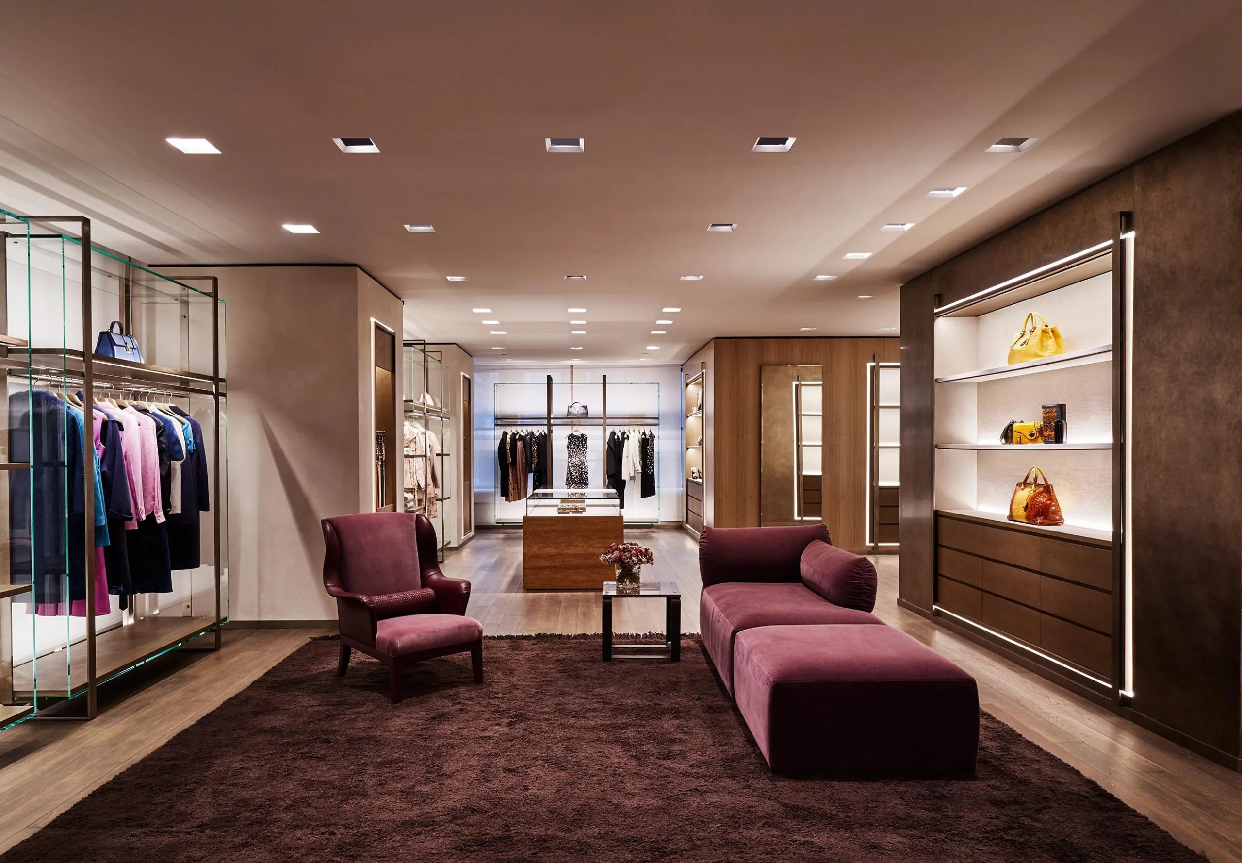 Interior view of retail displays at Bottega Veneta