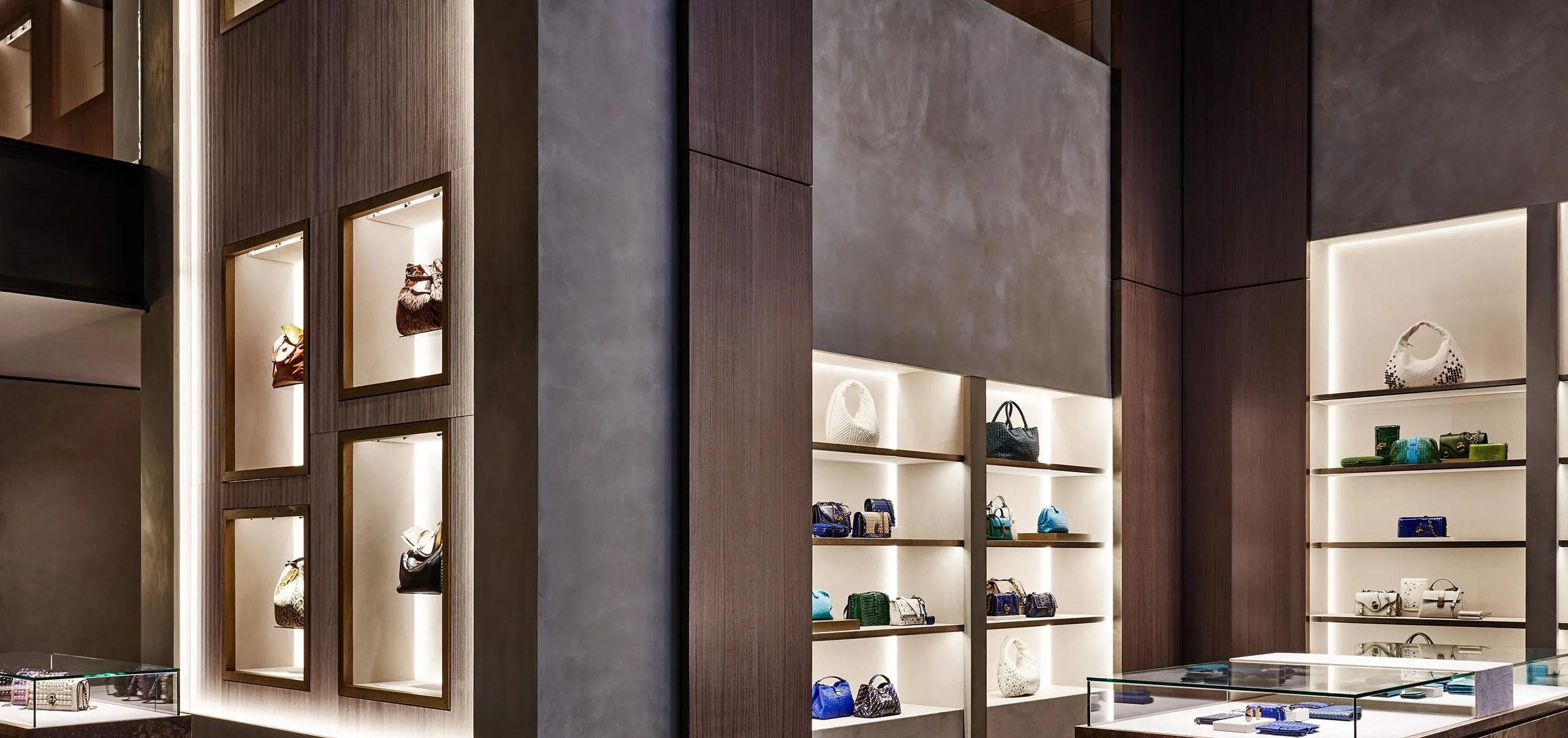 Interior view of retail displays at Bottega Veneta