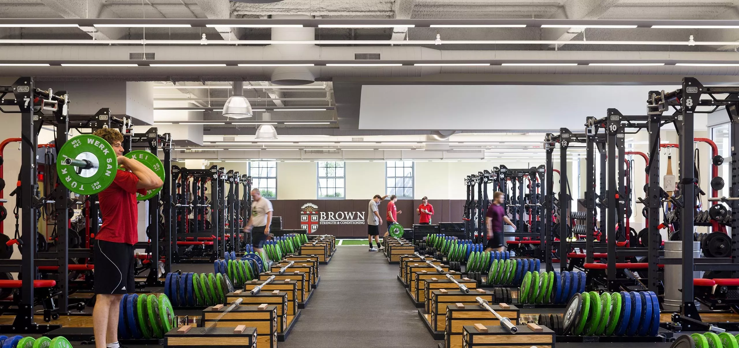 Weight lifting equipment inside Nelson Fitness & Coleman Aquatics Center