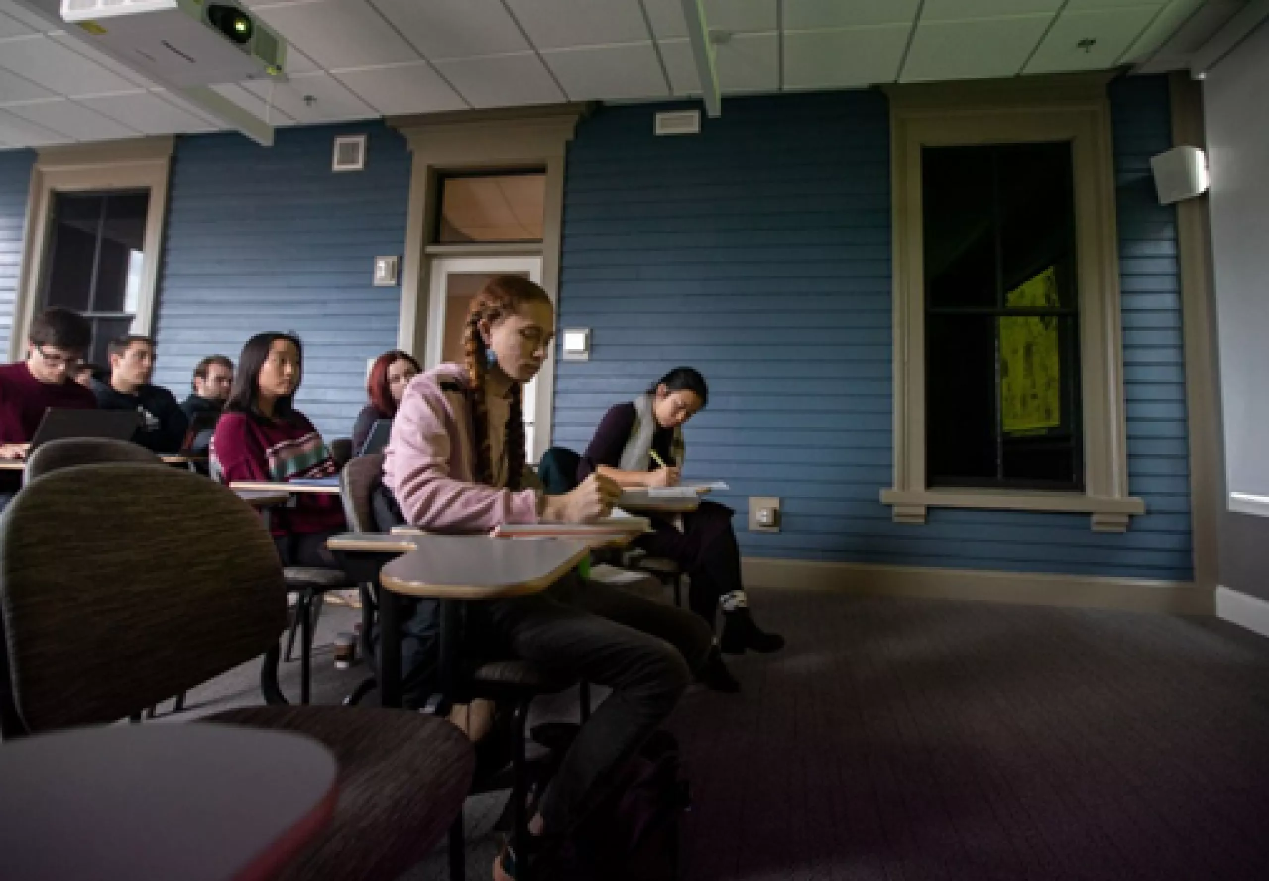 students working at desk