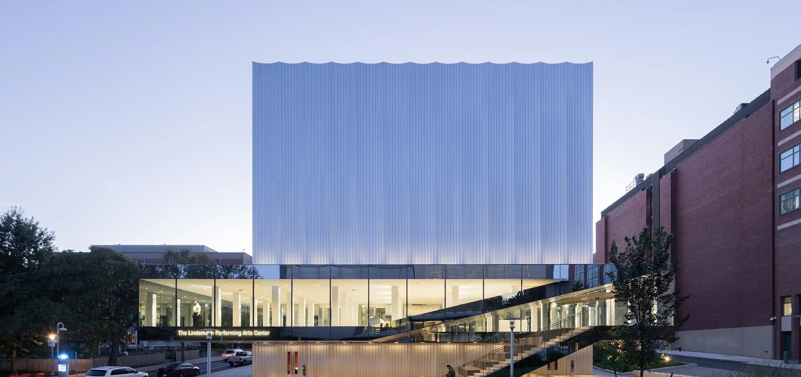 Street view of Lindemann Performing Arts Center