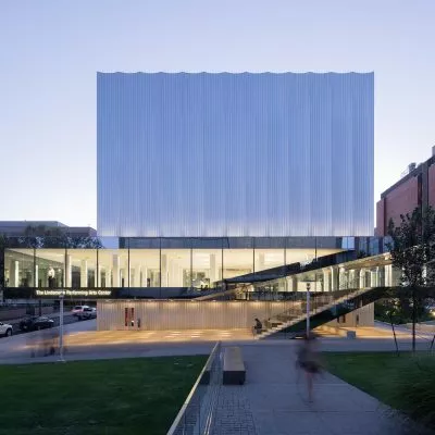 Street view of Lindemann Performing Arts Center