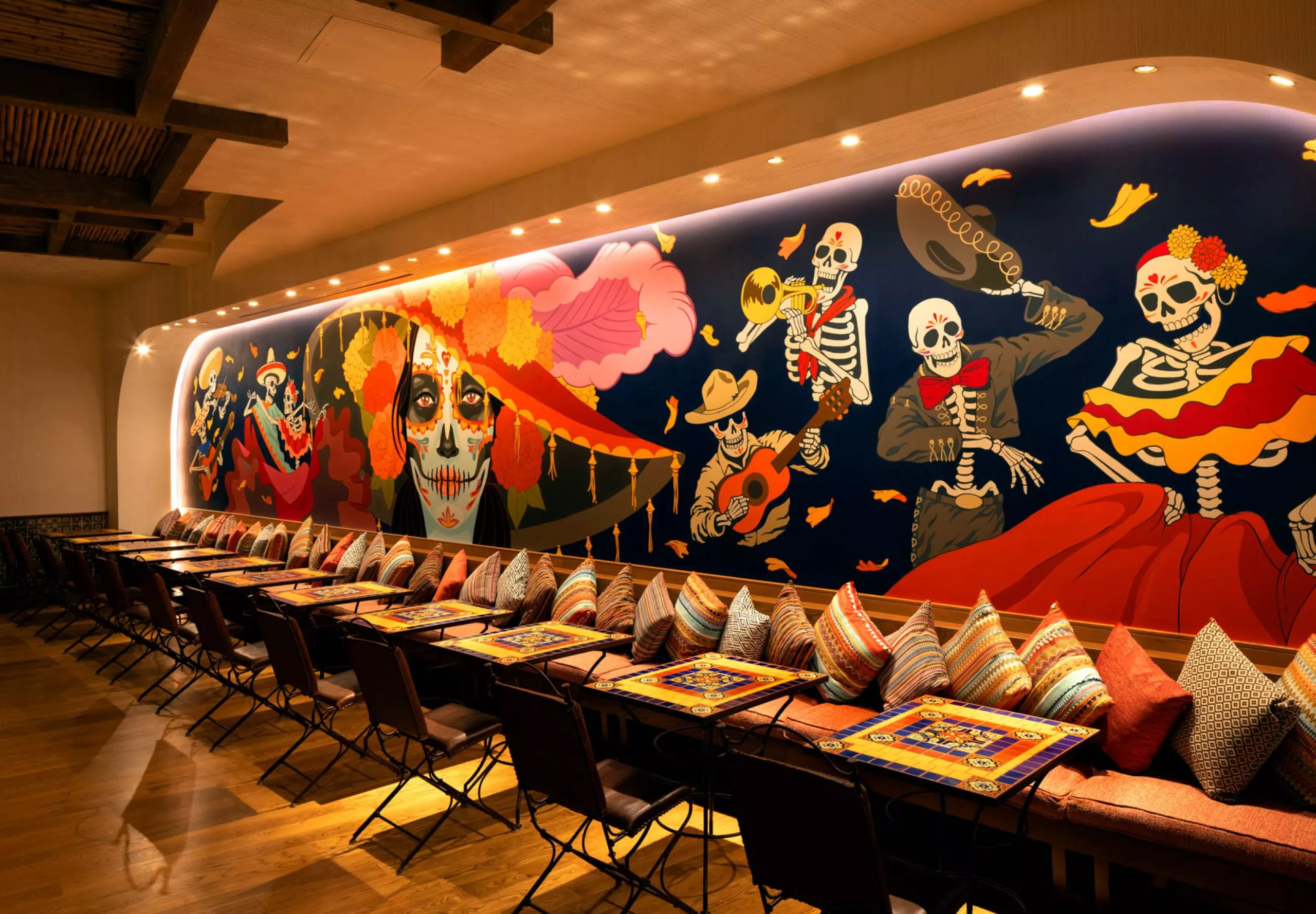 Interior view of the dining room at Casa Calavera