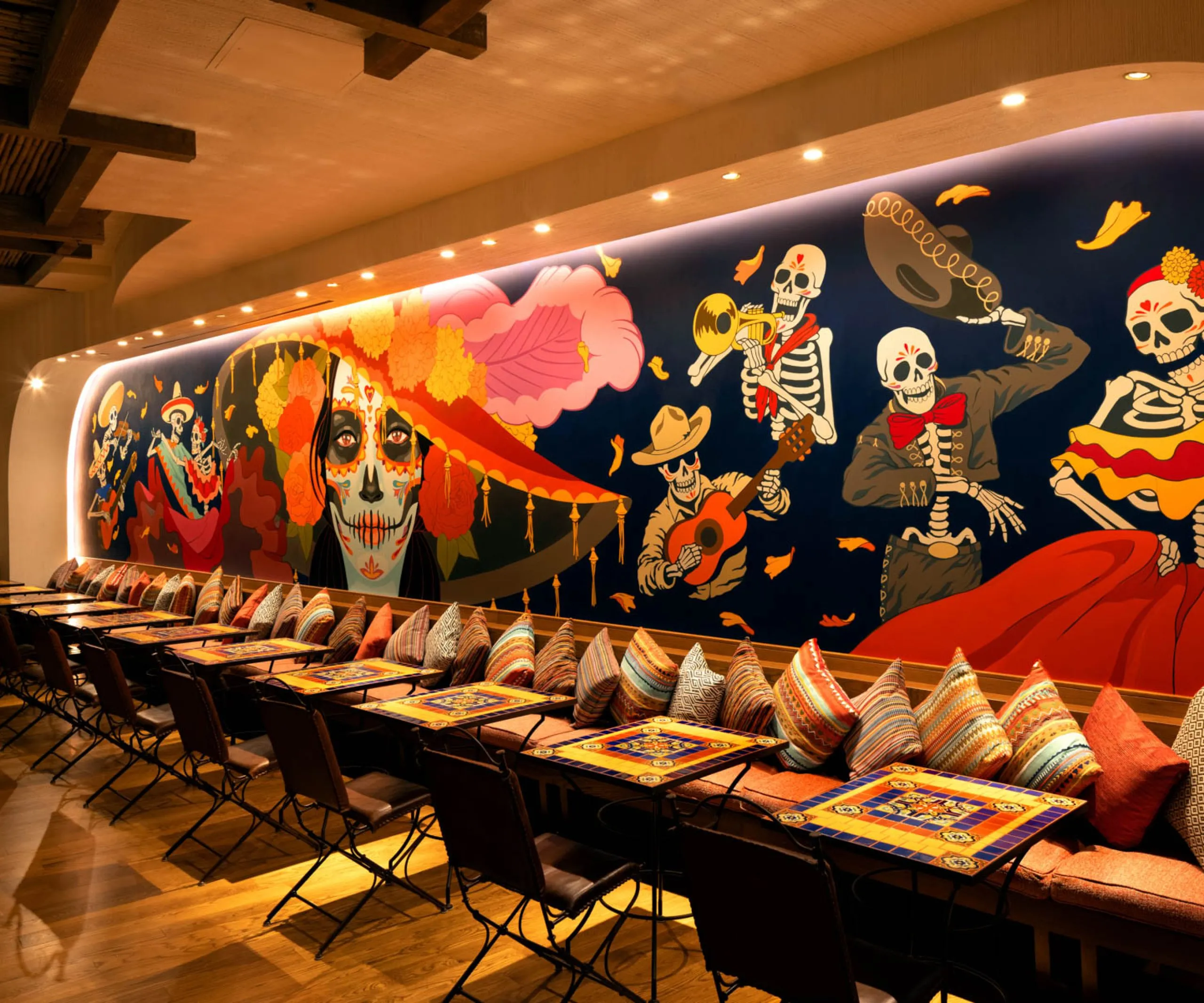 Interior view of the dining room at Casa Calavera