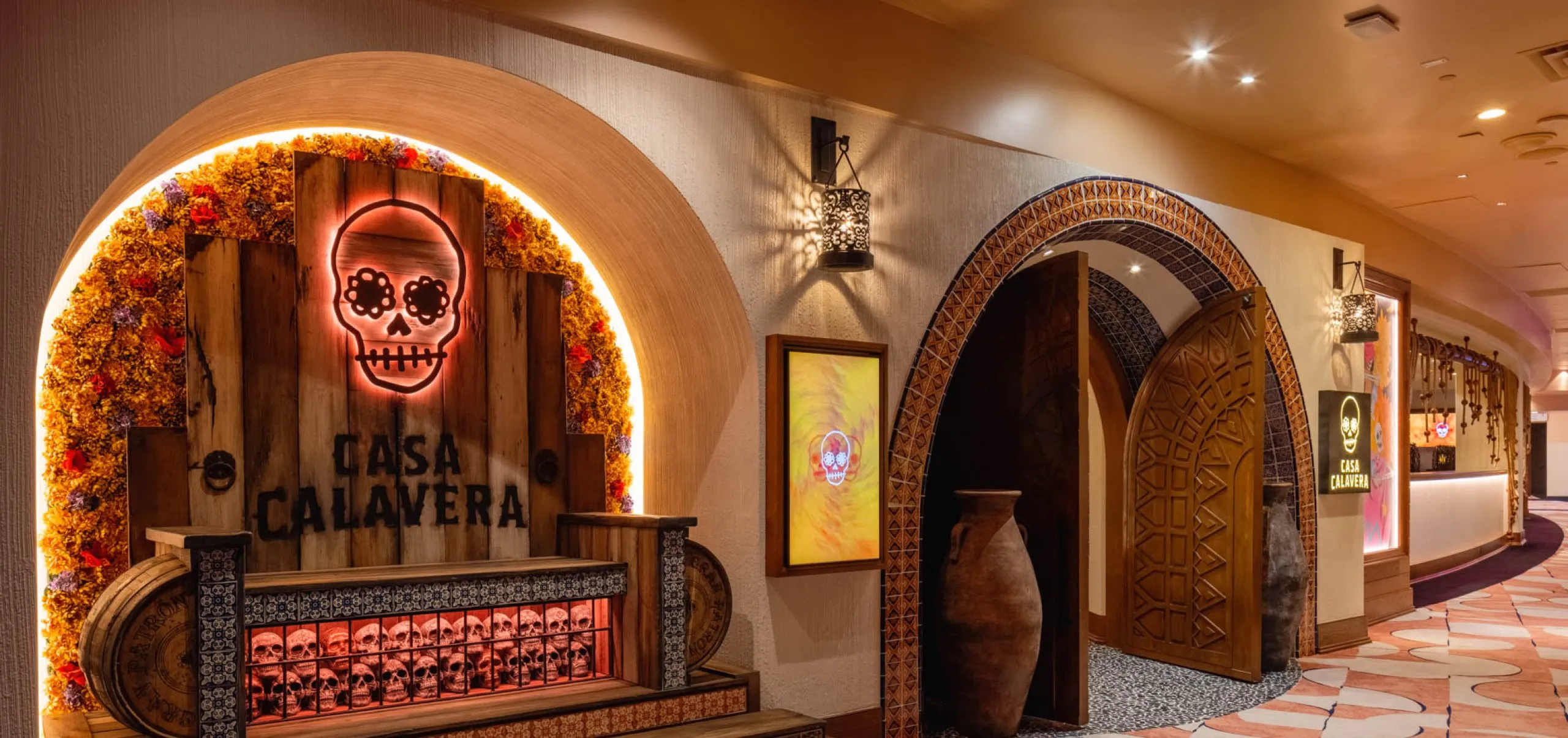 Interior view of entrance doors to Casa Calavera