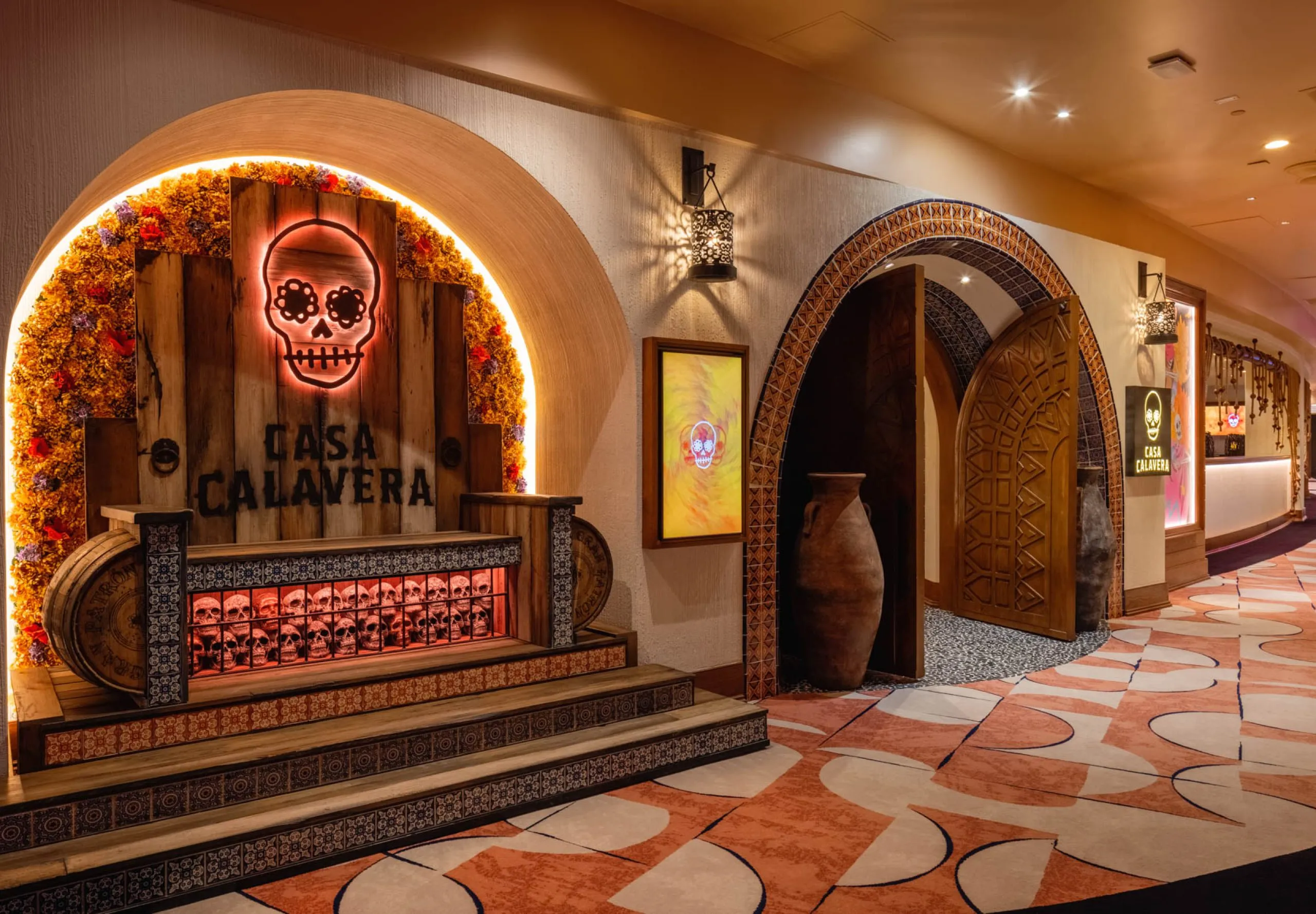 Interior view of entrance doors to Casa Calavera