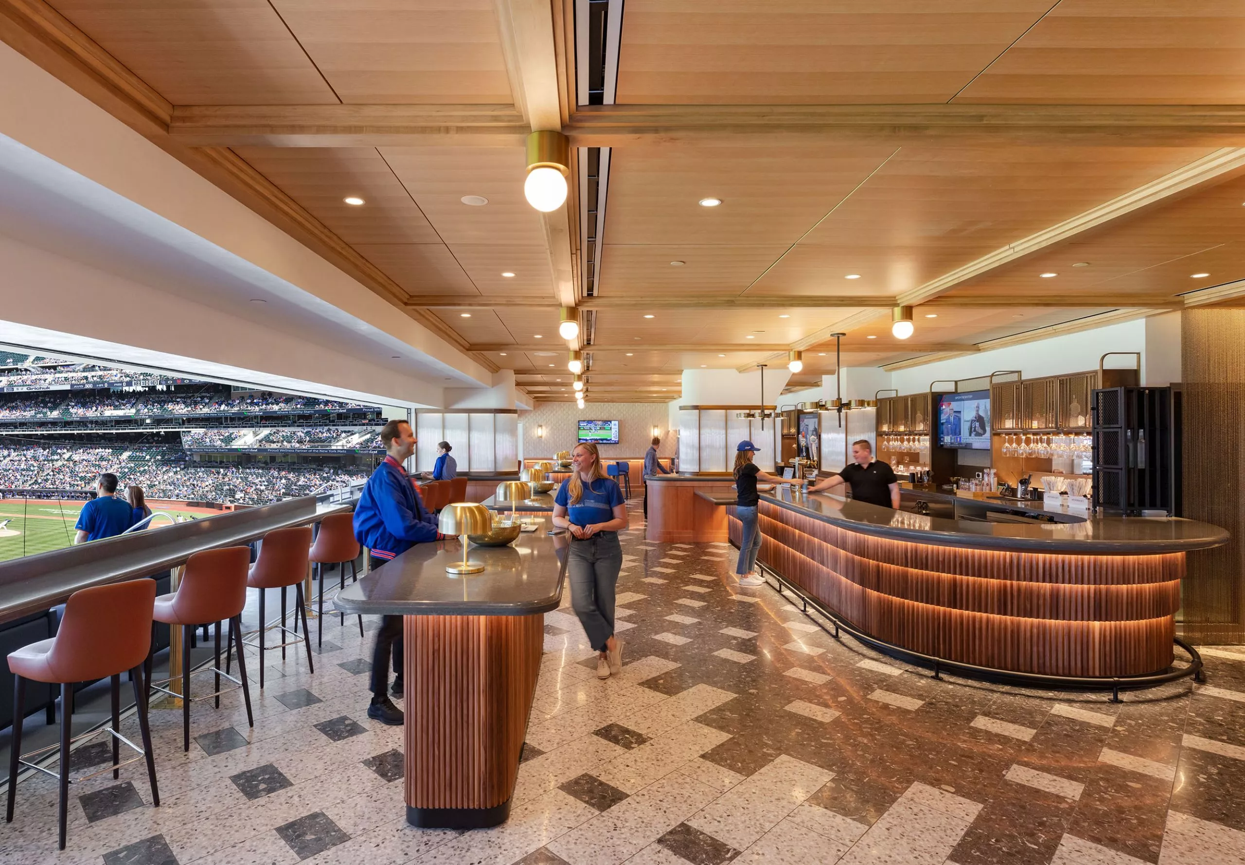 Upscale bar and standing tables at Citi Field Stadium