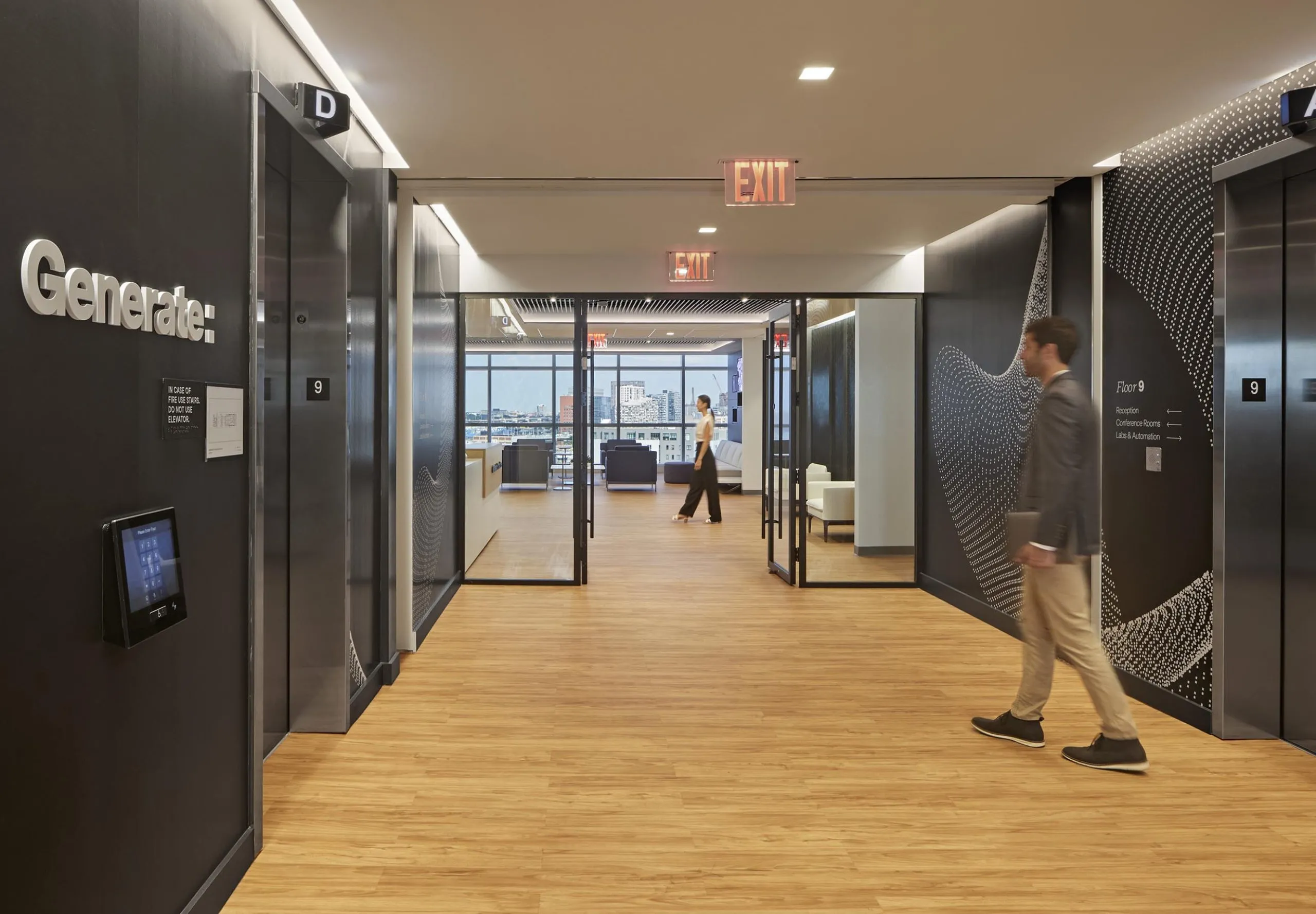 interior view of the office elevators