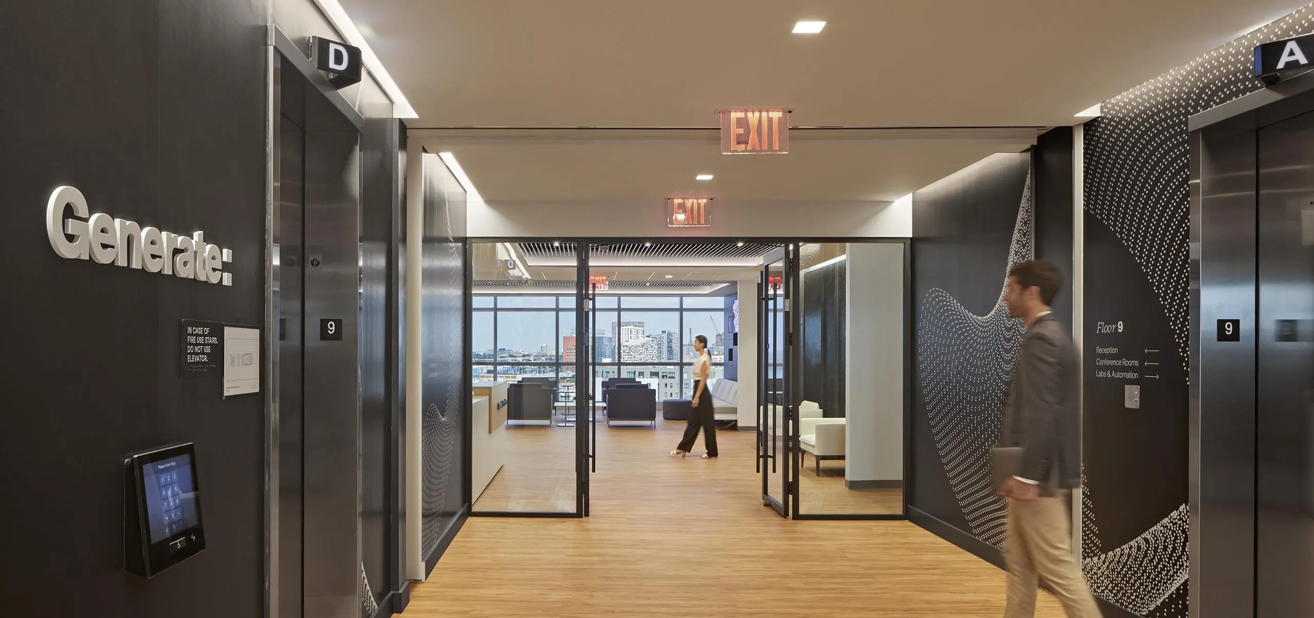 interior view of the office elevators