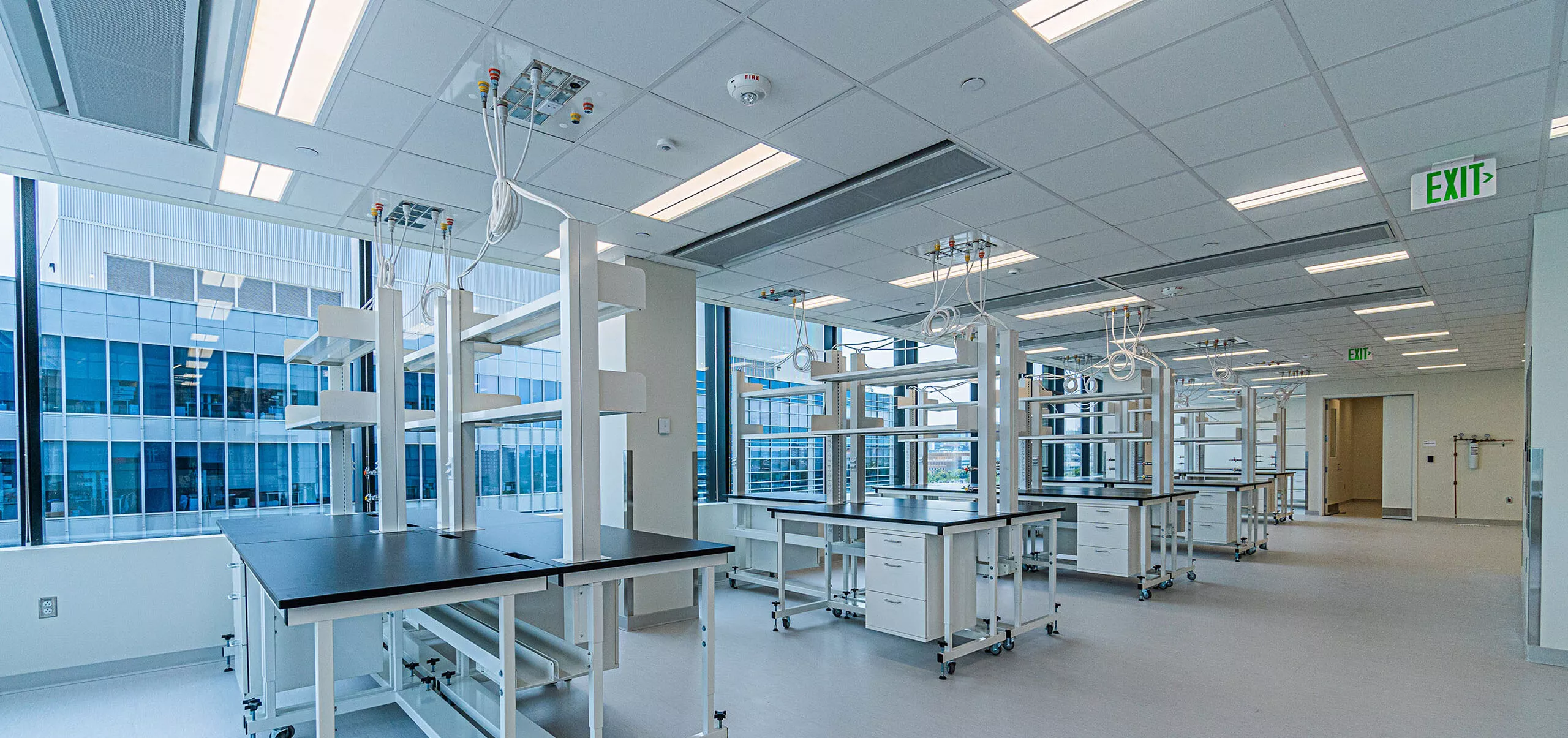 Interior view of lab tables